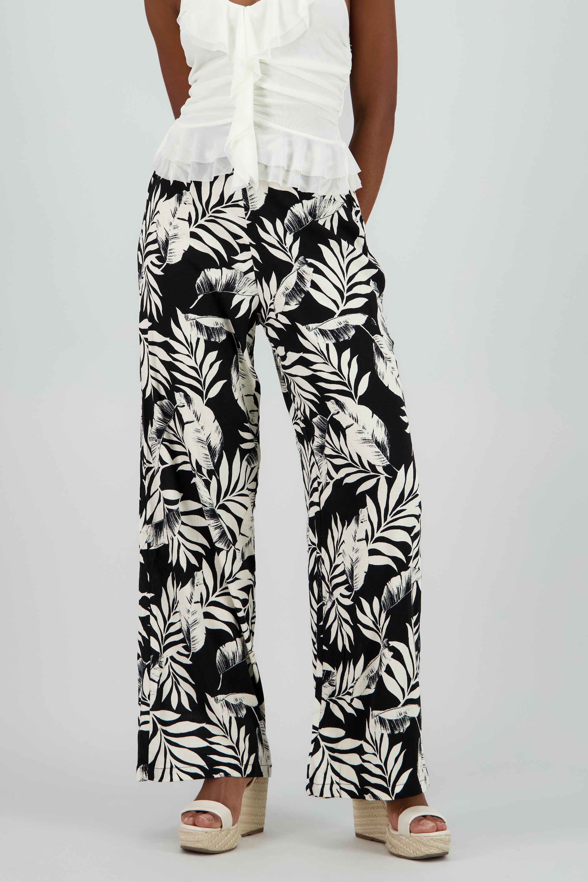 Pantalon amplio estampado NEGRO COMBO