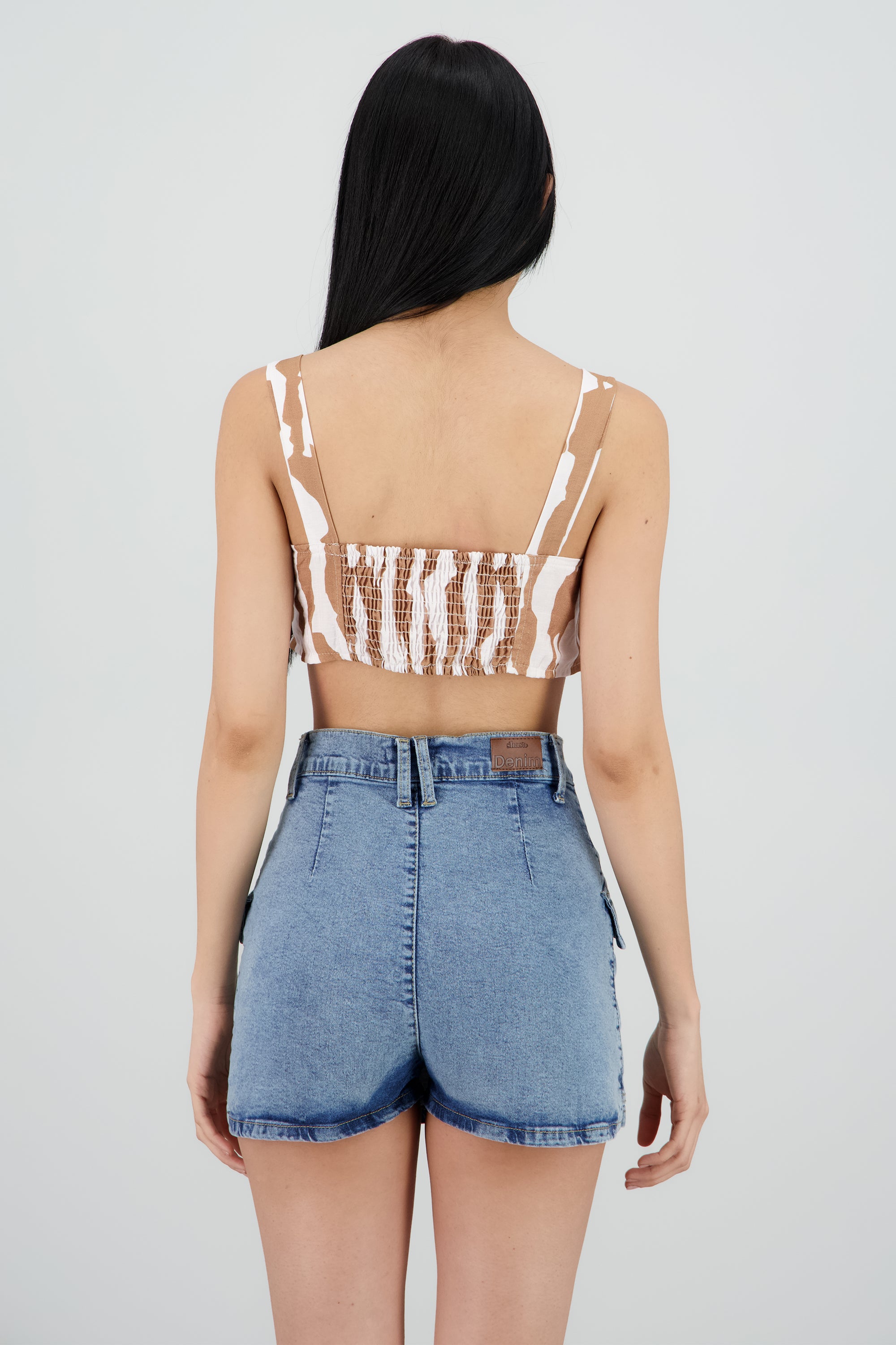 Top crop tirantes estampado grecas CAFE COMBO