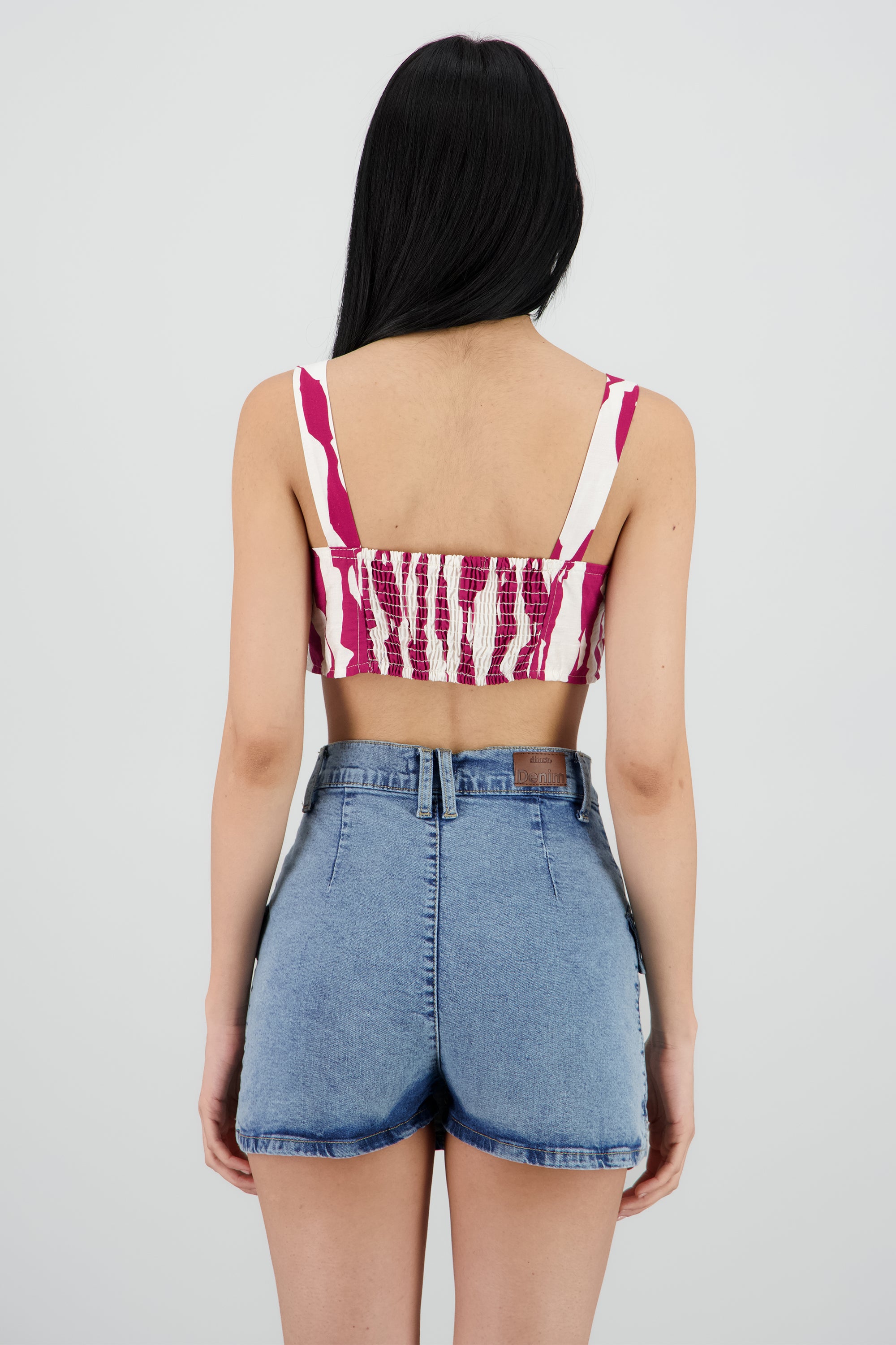 Top crop tirantes estampado grecas VINO COMBO