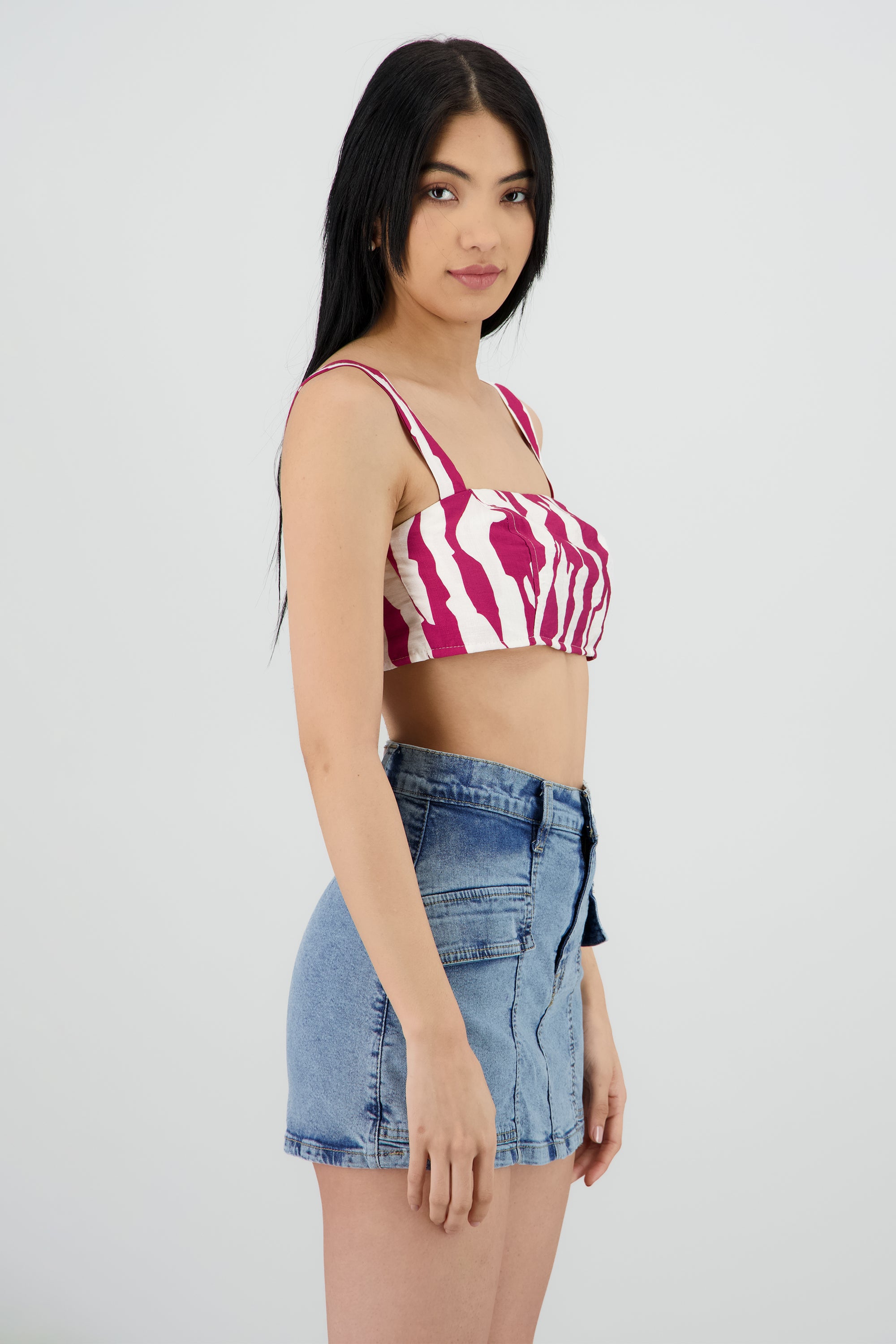 Top crop tirantes estampado grecas VINO COMBO