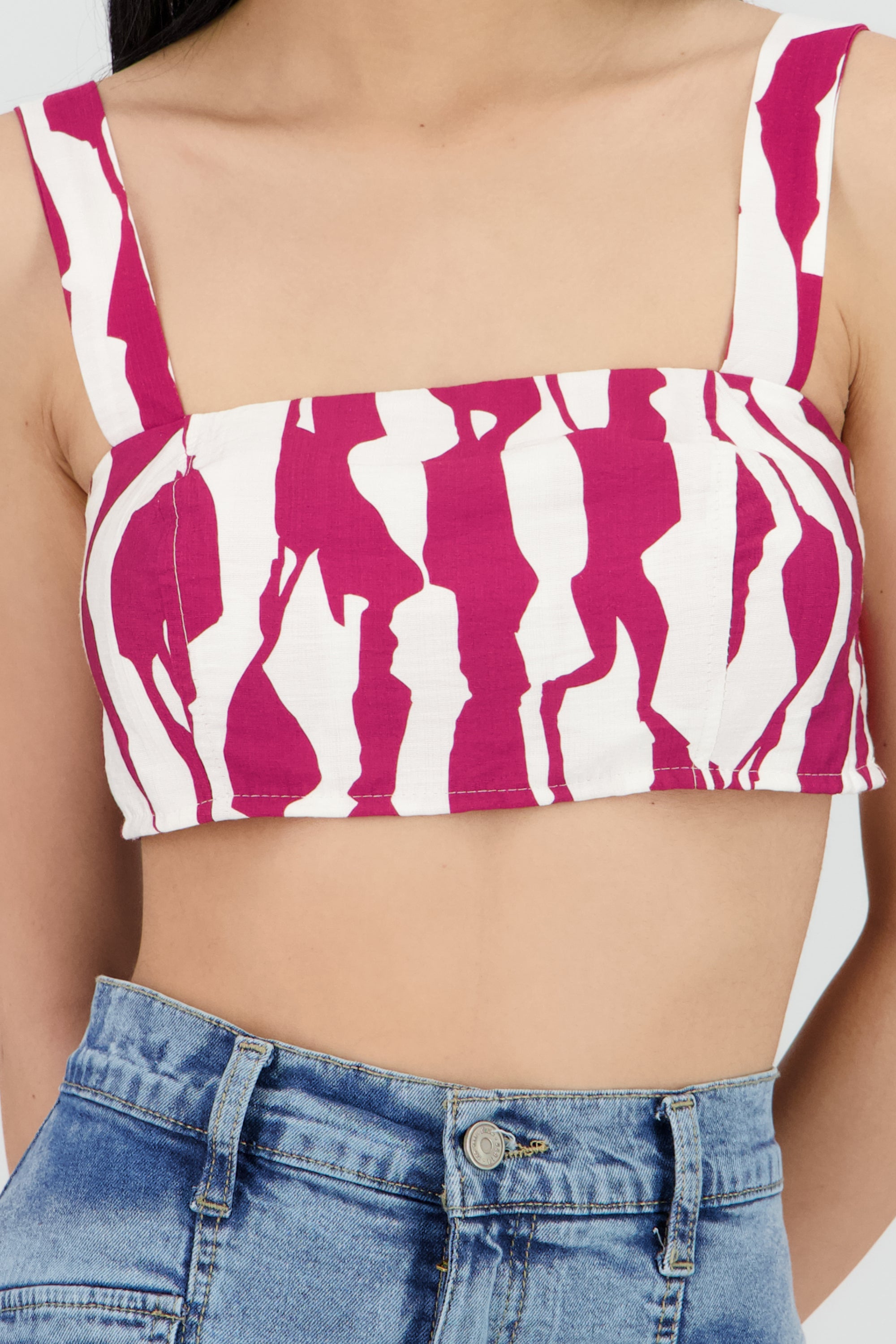Top crop tirantes estampado grecas VINO COMBO