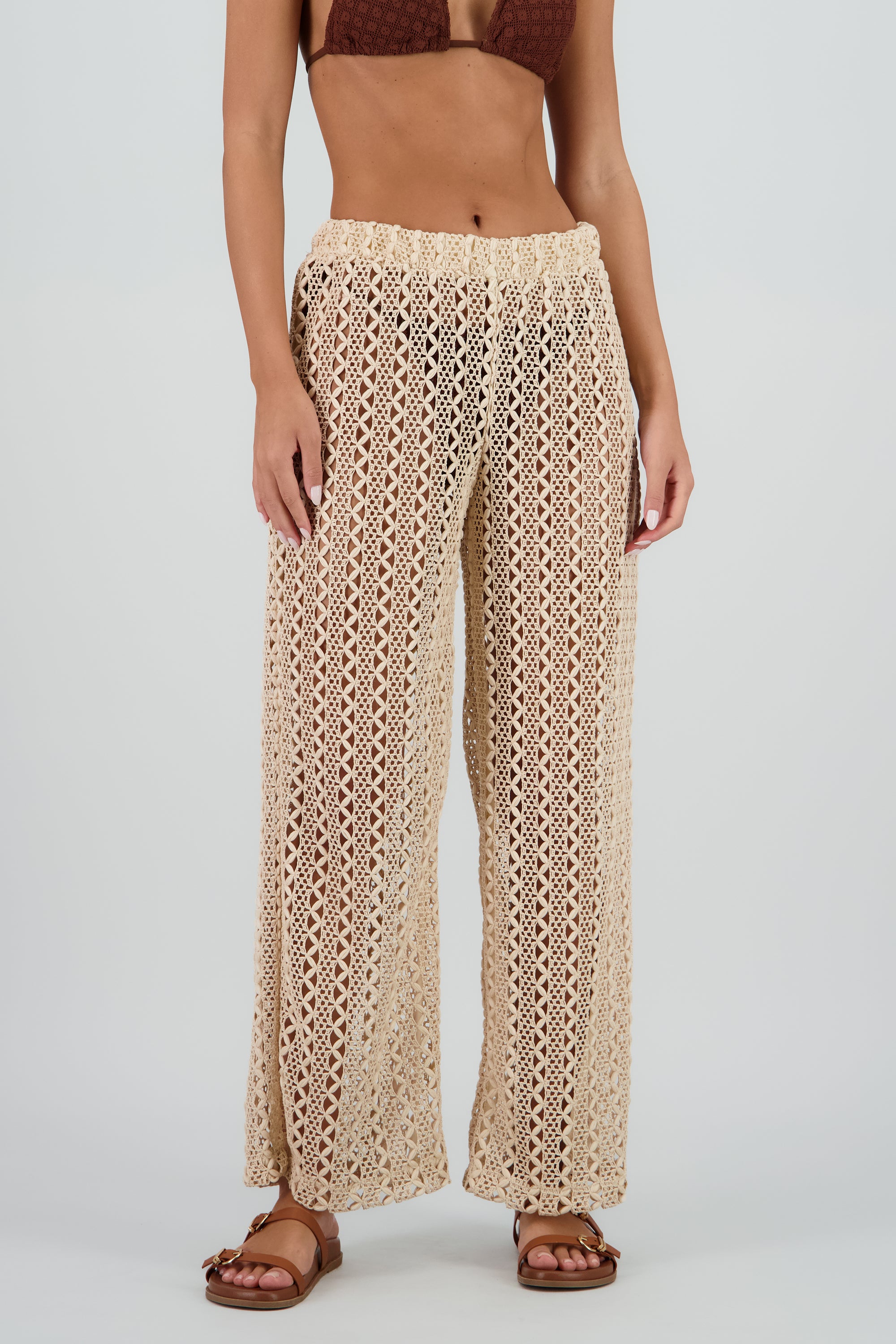 Pantalon salida de baño tipo crochet KHAKI