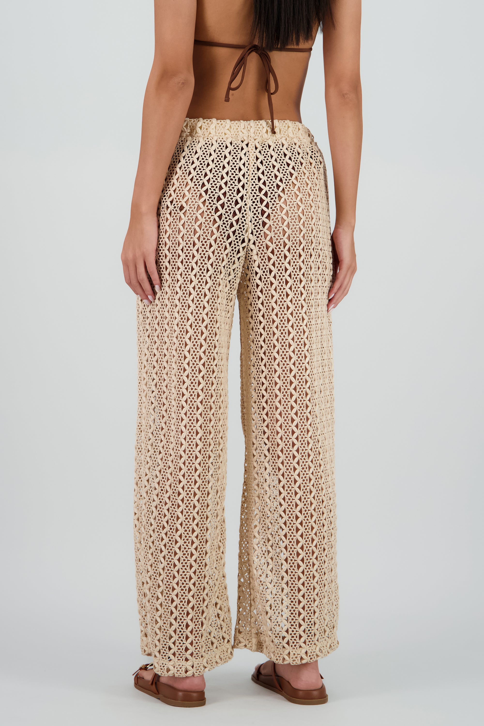 Pantalon salida de baño tipo crochet KHAKI