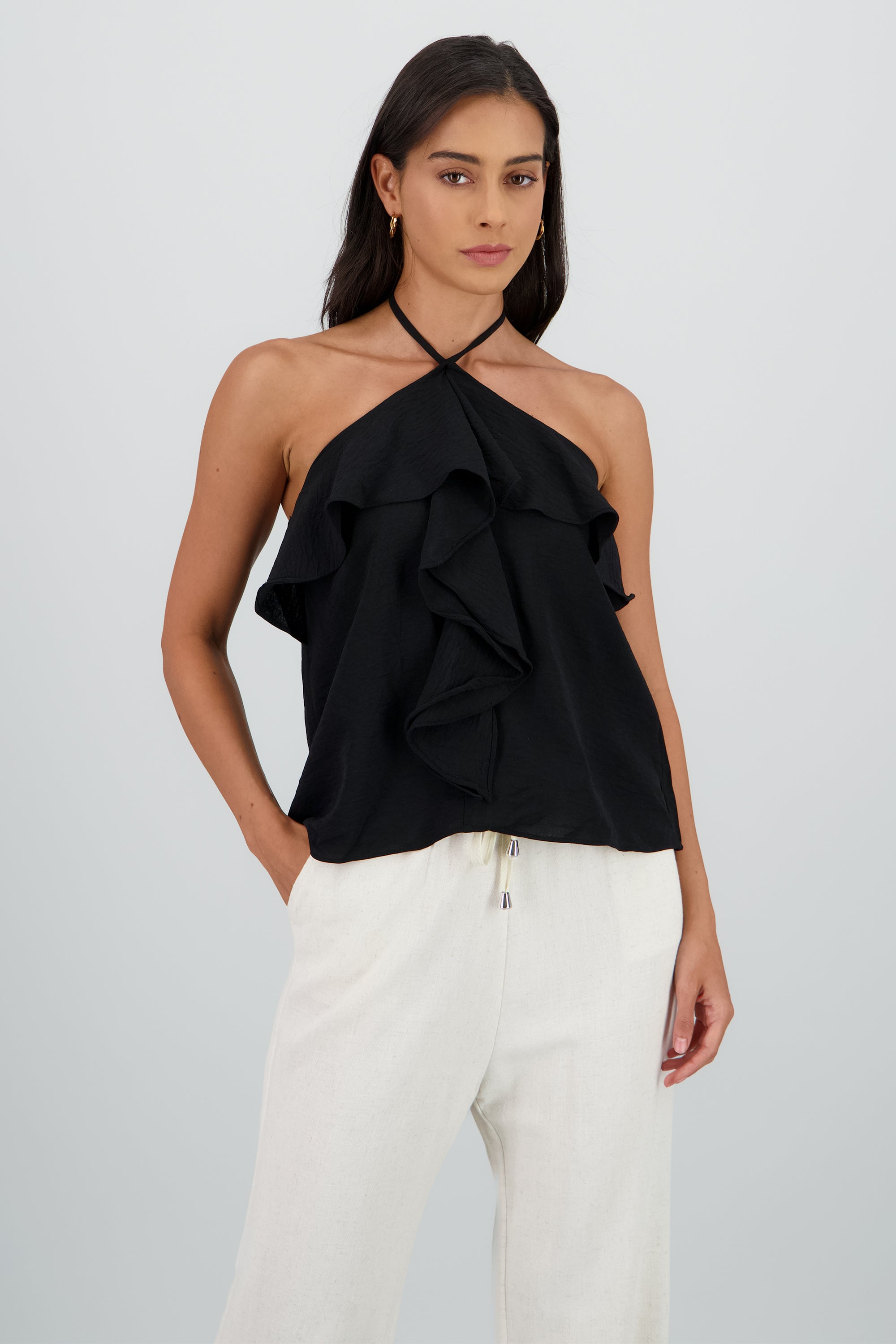 Top halter olanes NEGRO