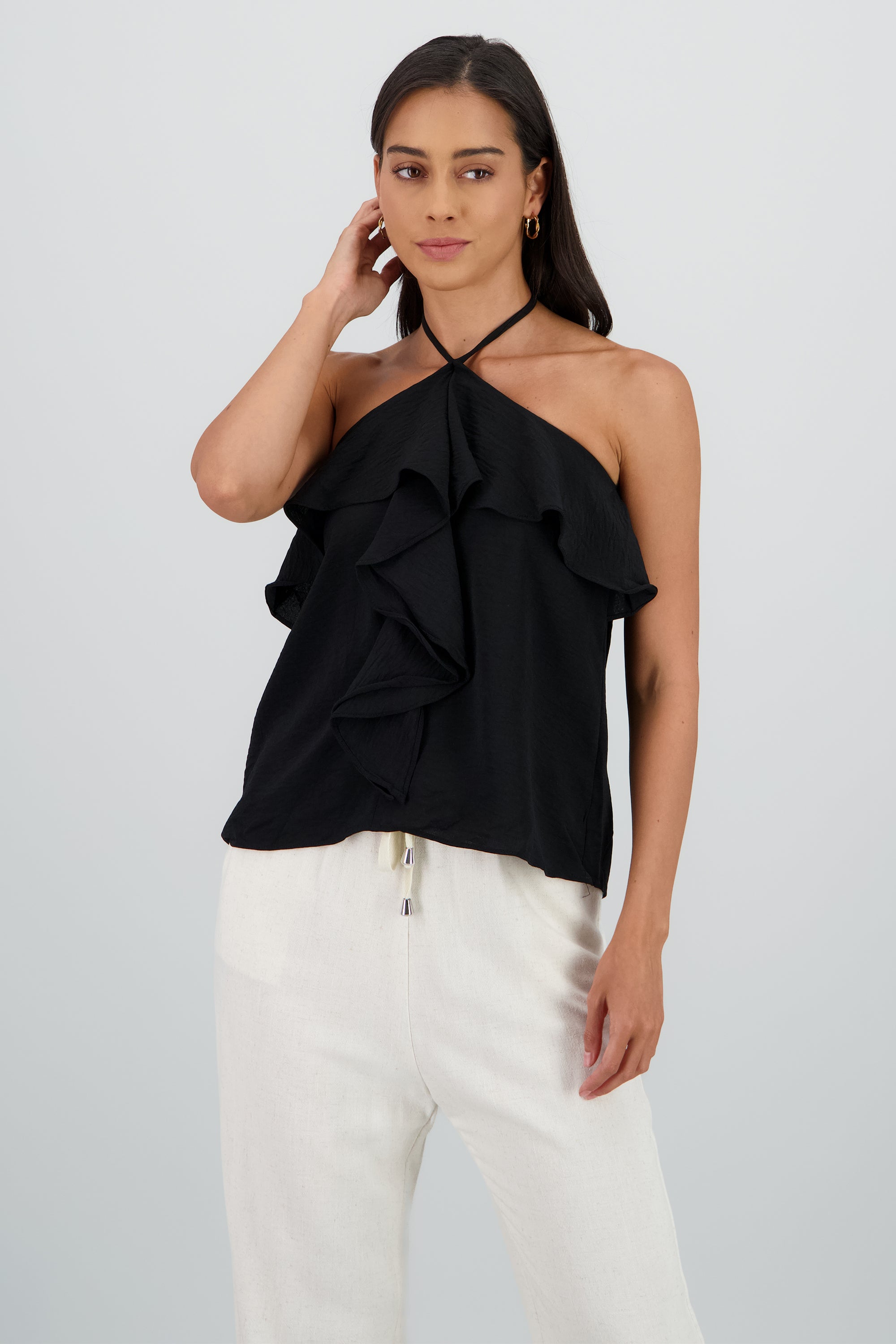 Top halter olanes NEGRO
