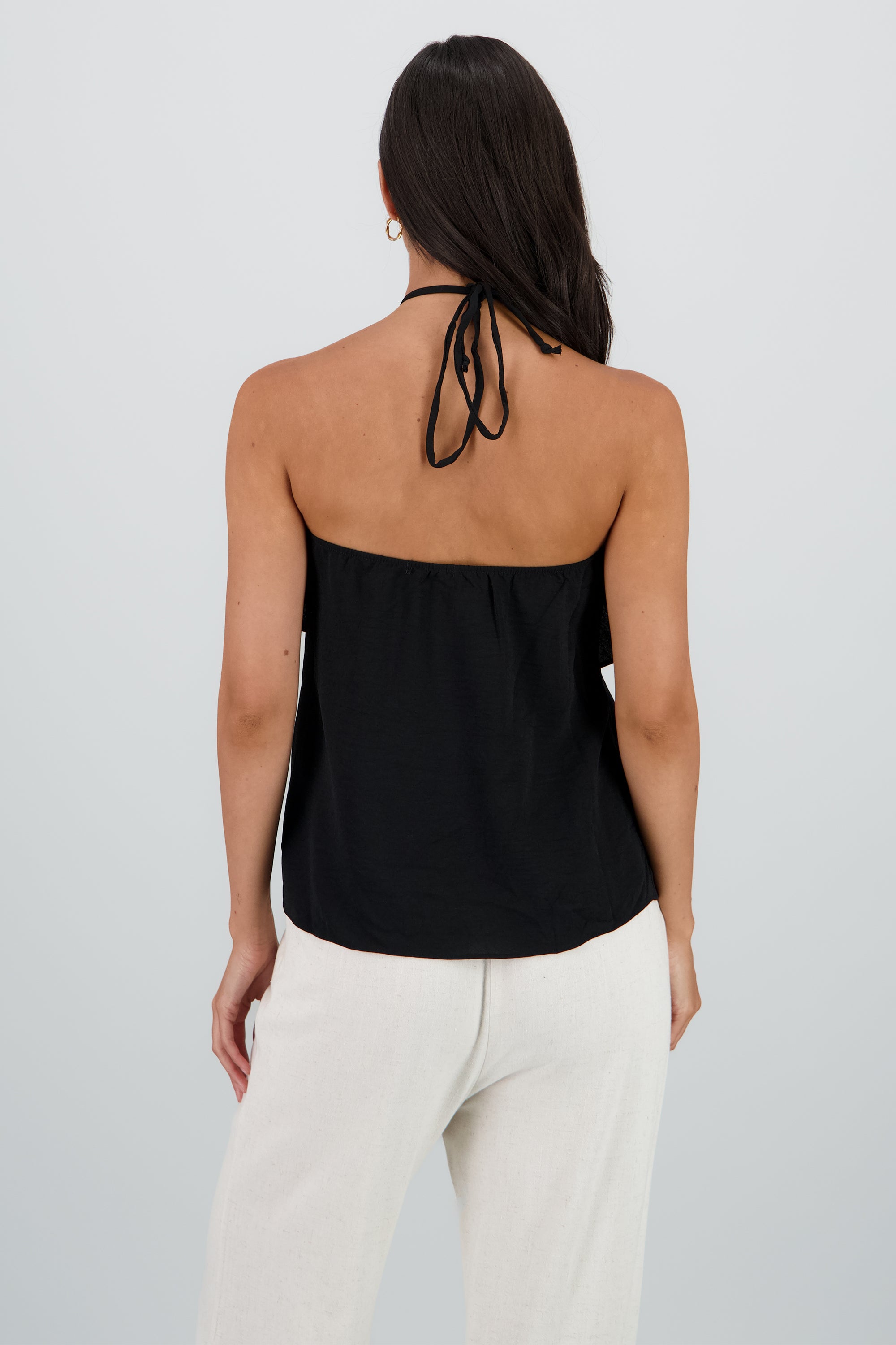 Top halter olanes NEGRO