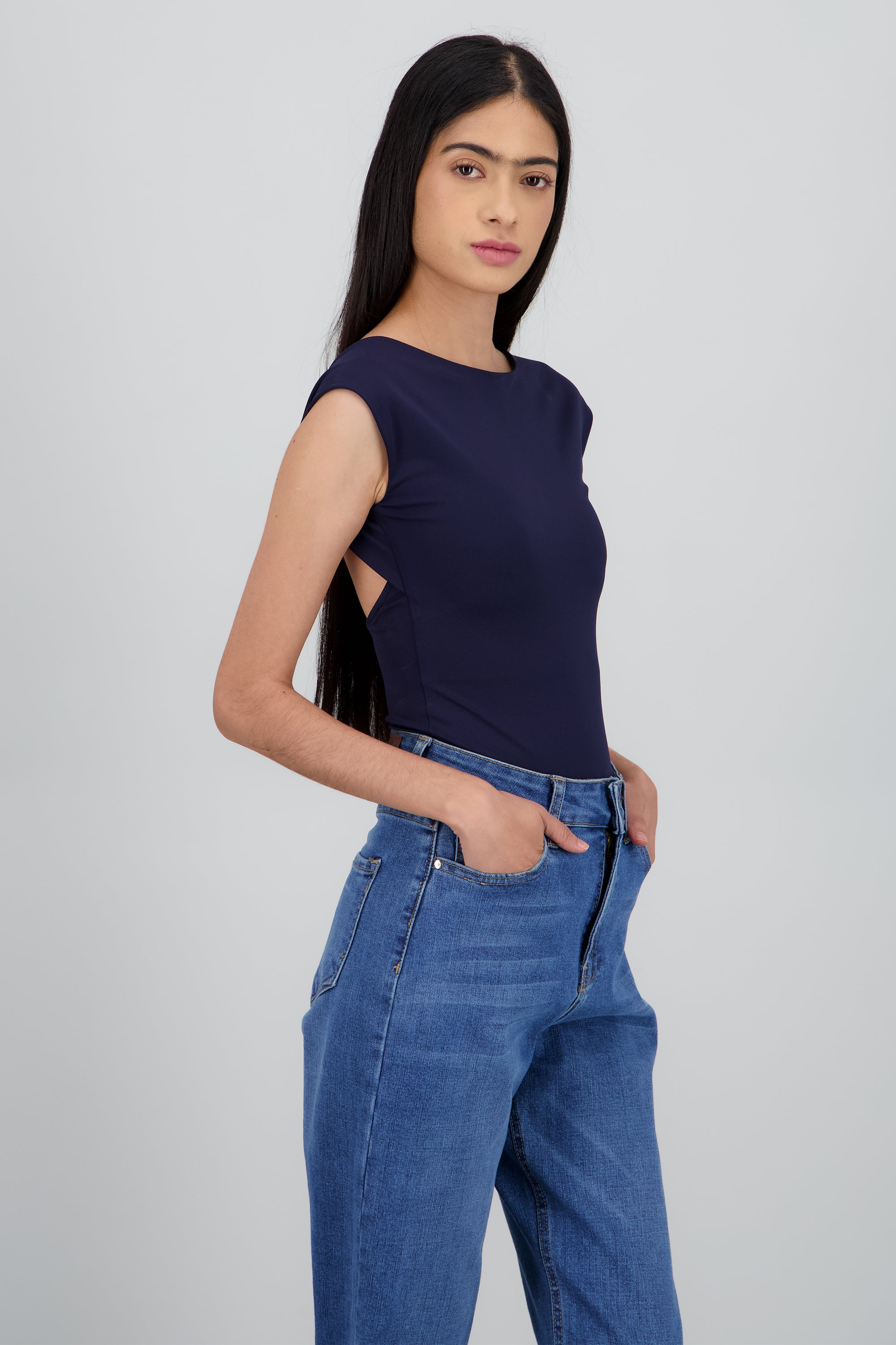 Bodysuit liso escote redondo MARINO