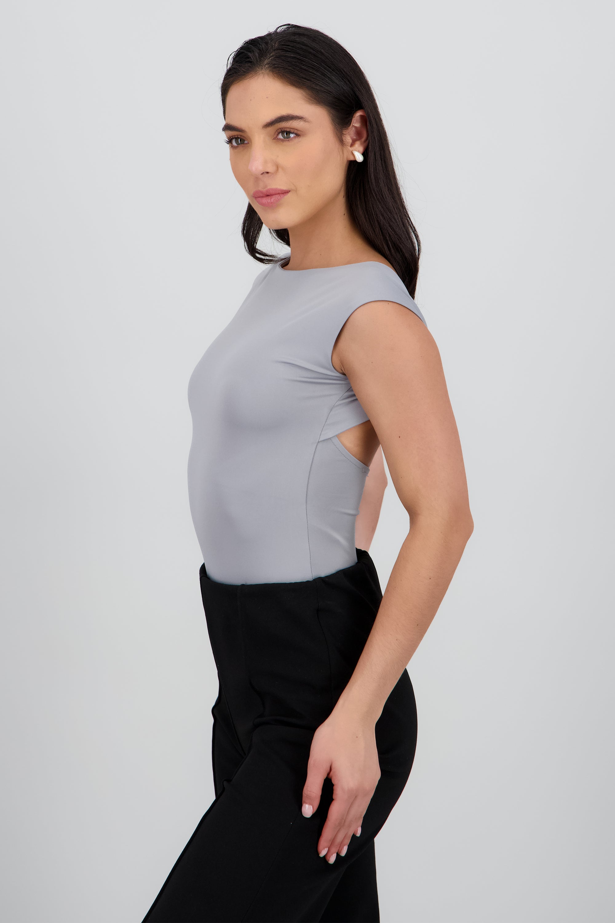 Bodysuit liso escote redondo GRIS CLARO