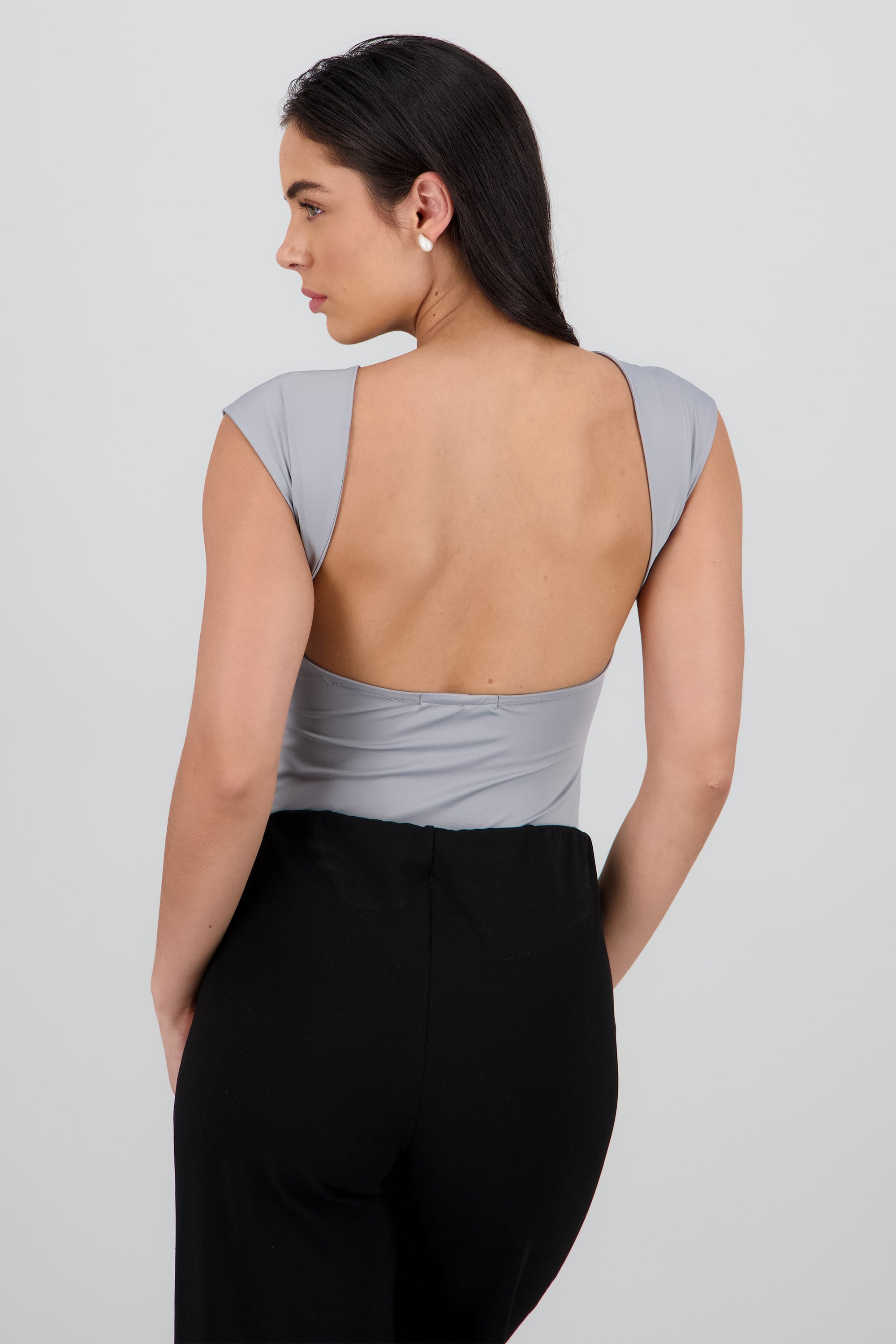 Bodysuit liso escote redondo GRIS CLARO