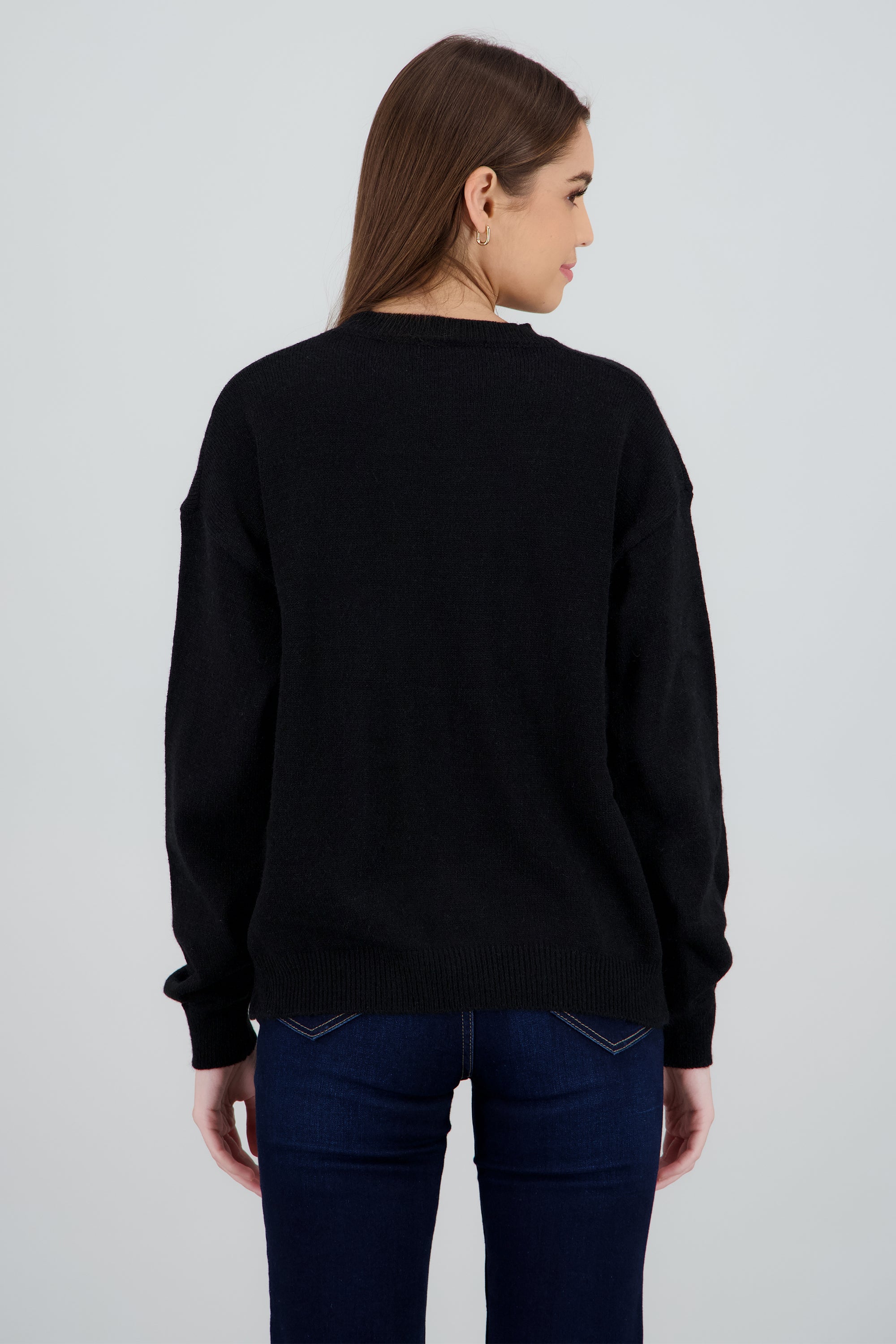 Sueter navideño bastones en lentejuelas NEGRO COMBO