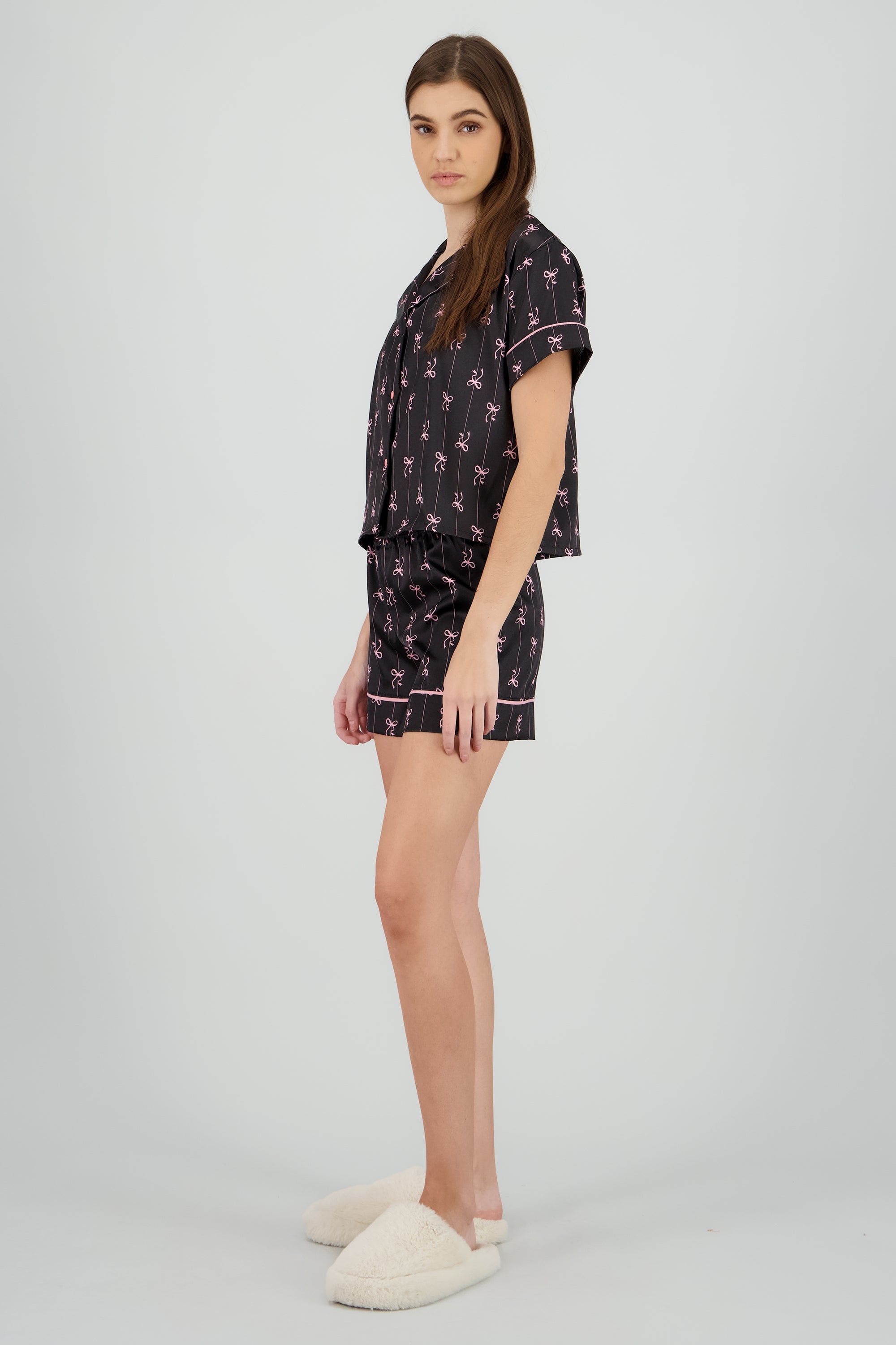 Pijama camisera estampado NEGRO
