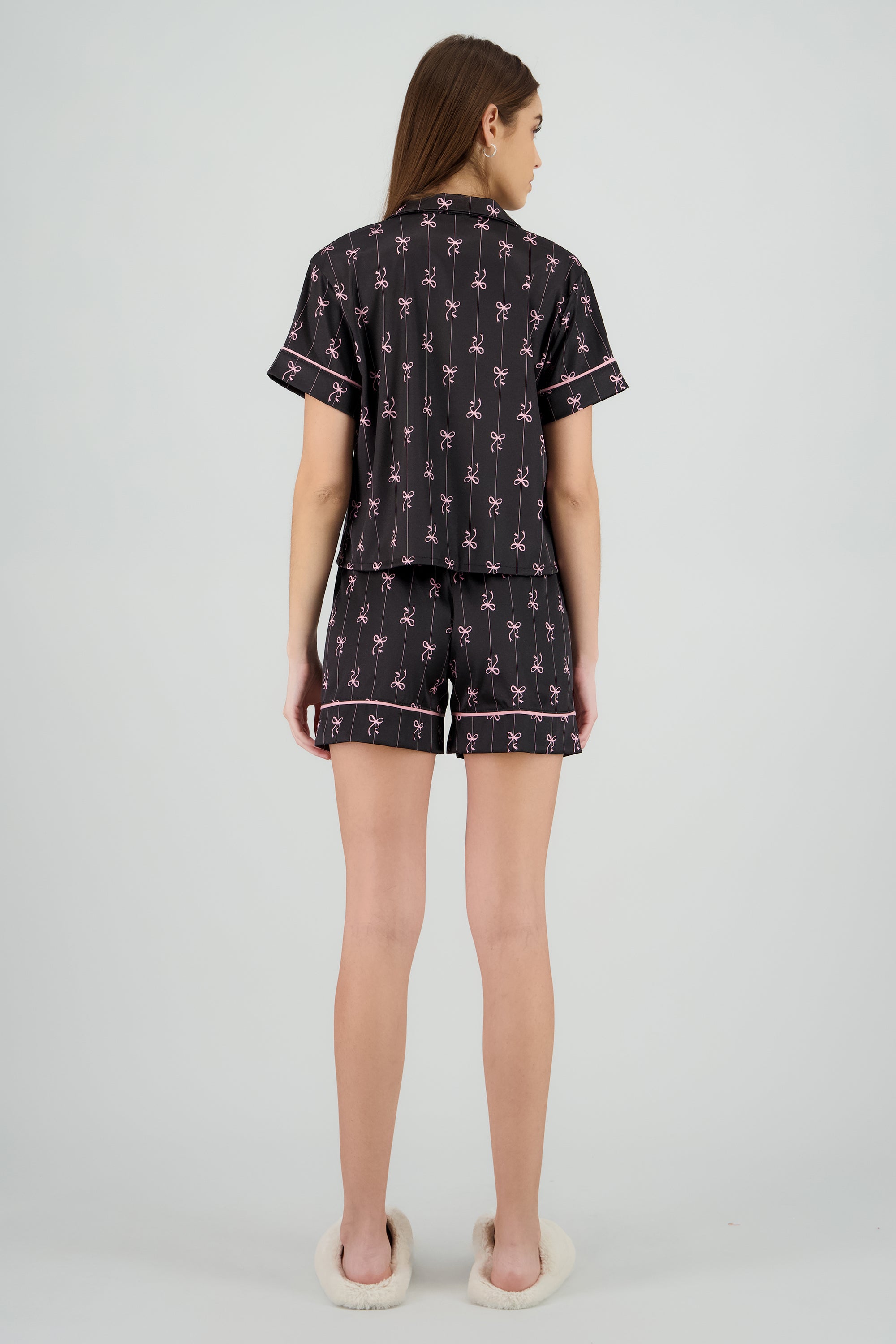 Pijama camisera estampado NEGRO