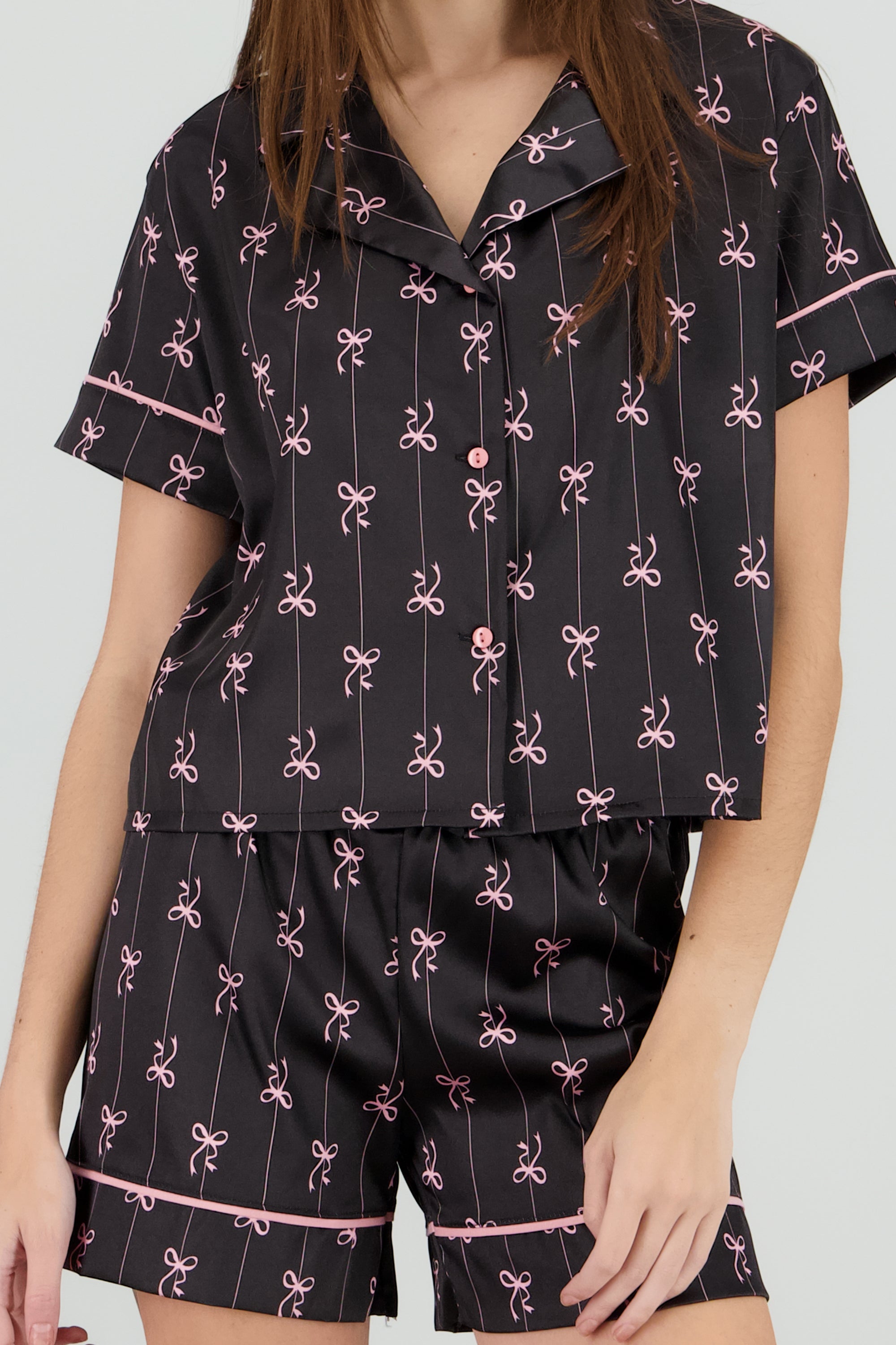 Pijama camisera estampado NEGRO