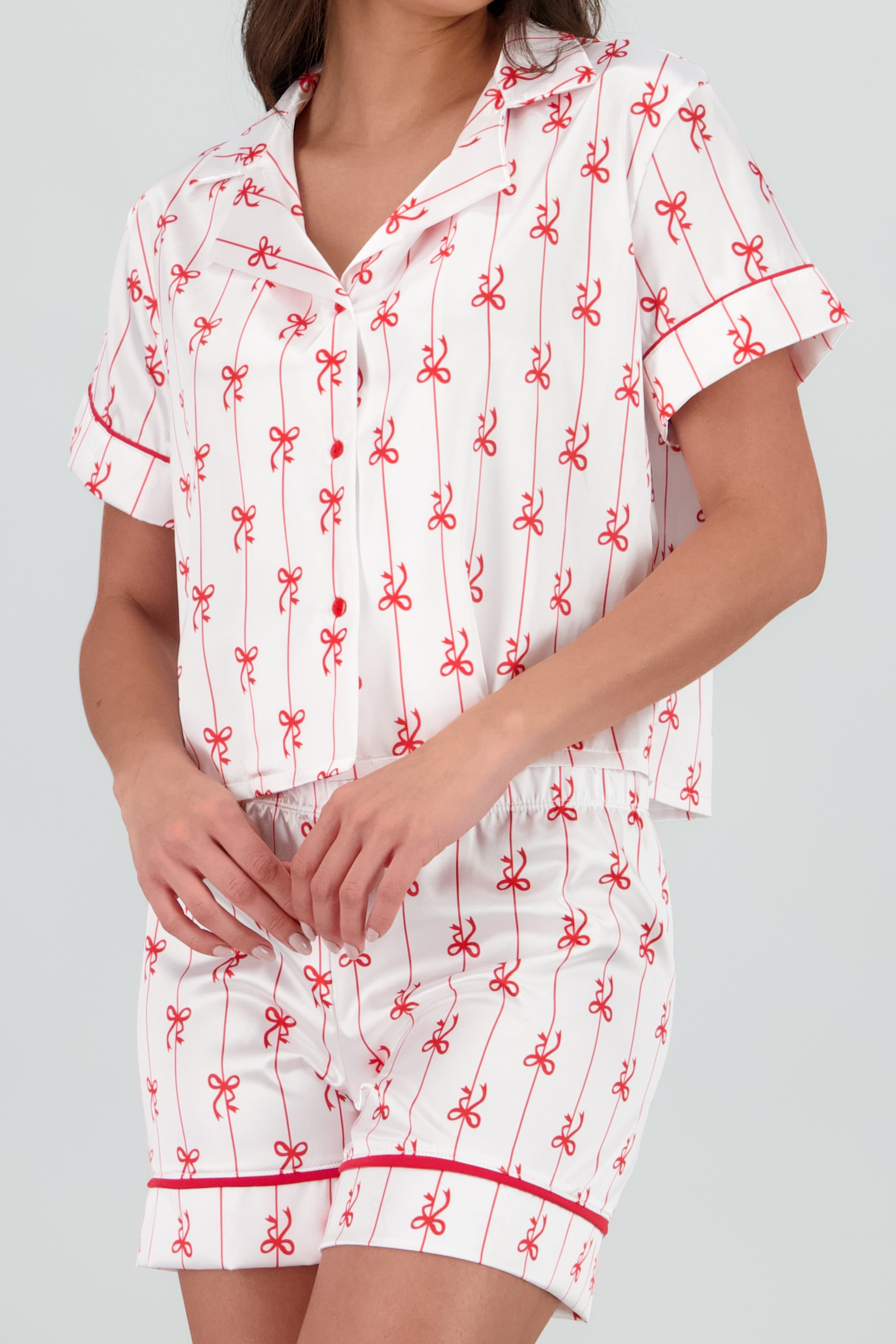 Pijama camisera estampado recto ROJO