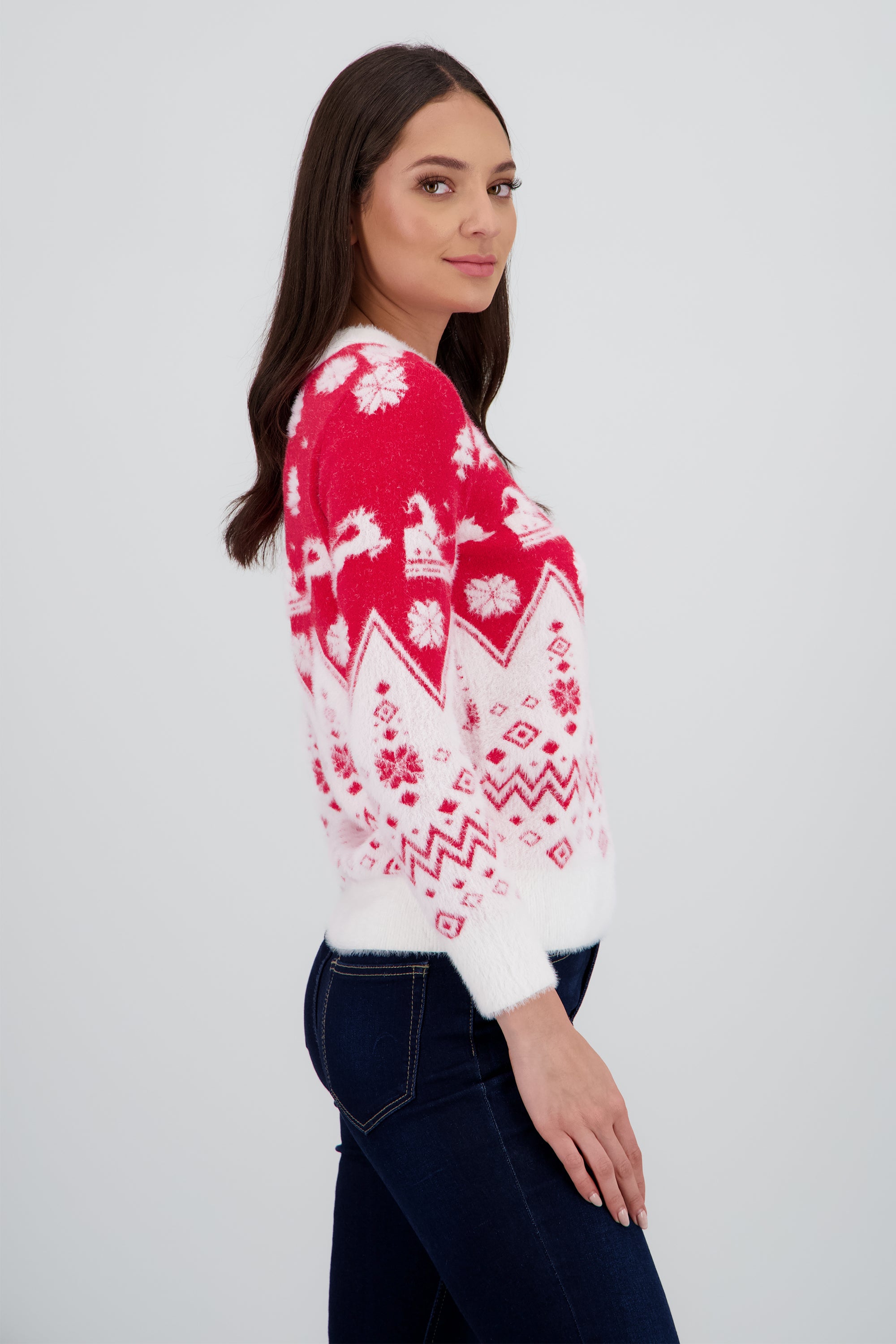 Sueter navideño super suave trineo de Santa ROJO COMBO