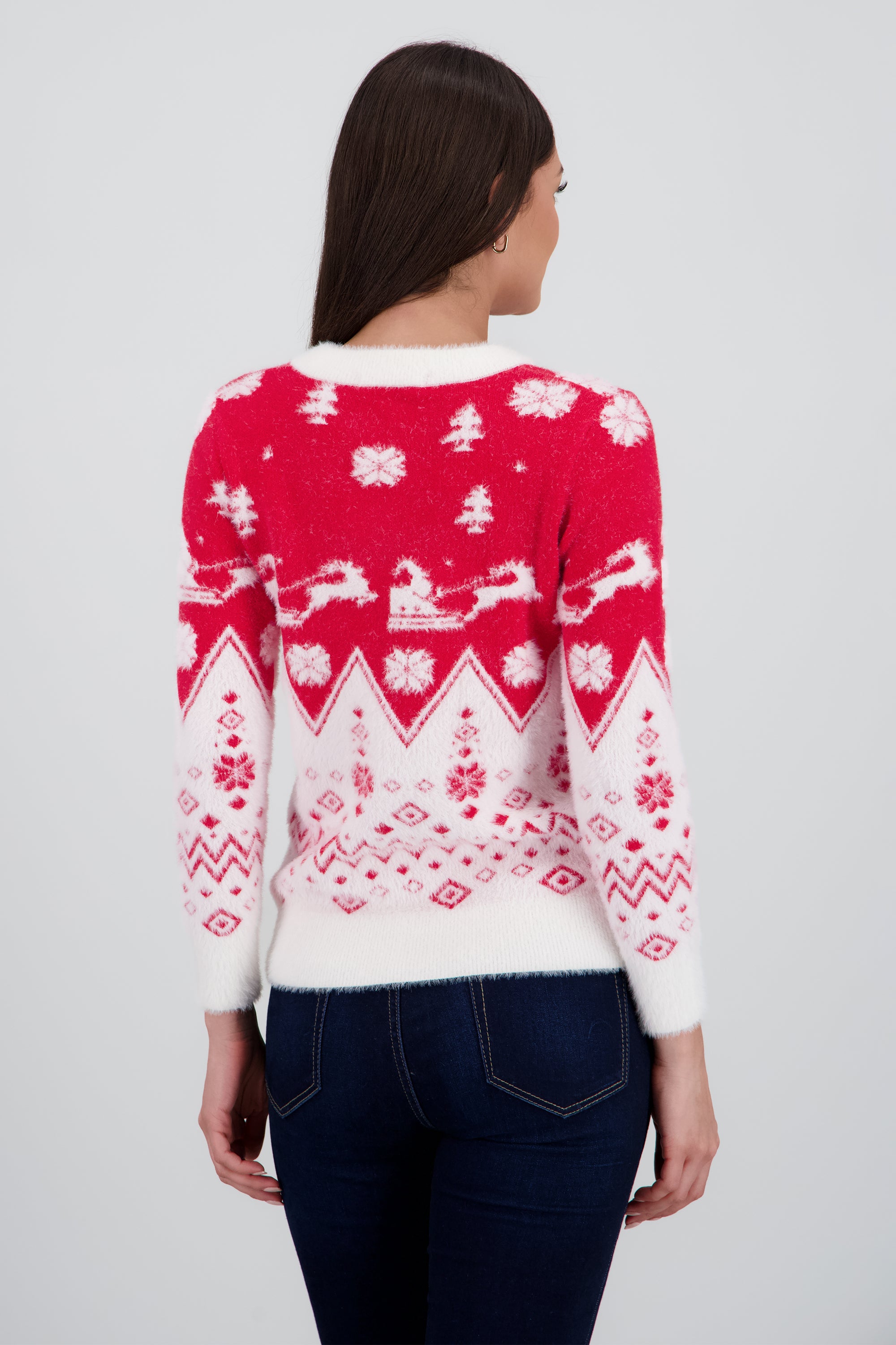 Sueter navideño super suave trineo de Santa ROJO COMBO