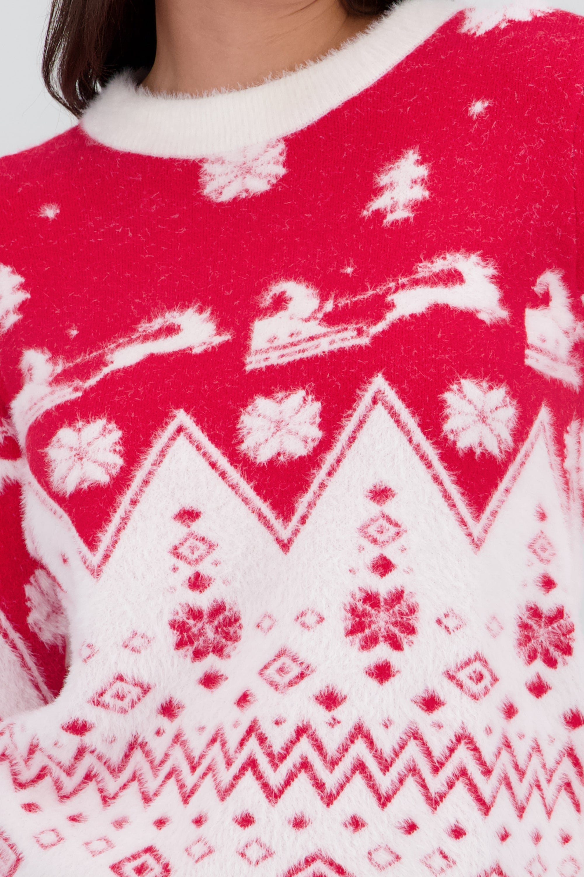 Sueter navideño super suave trineo de Santa ROJO COMBO