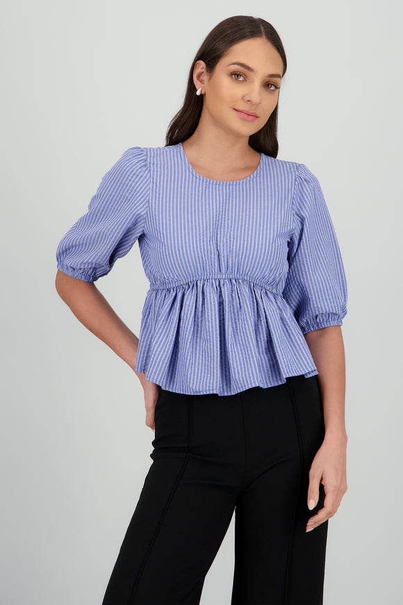 Blusa manga larga detalle moño en espalda rayas