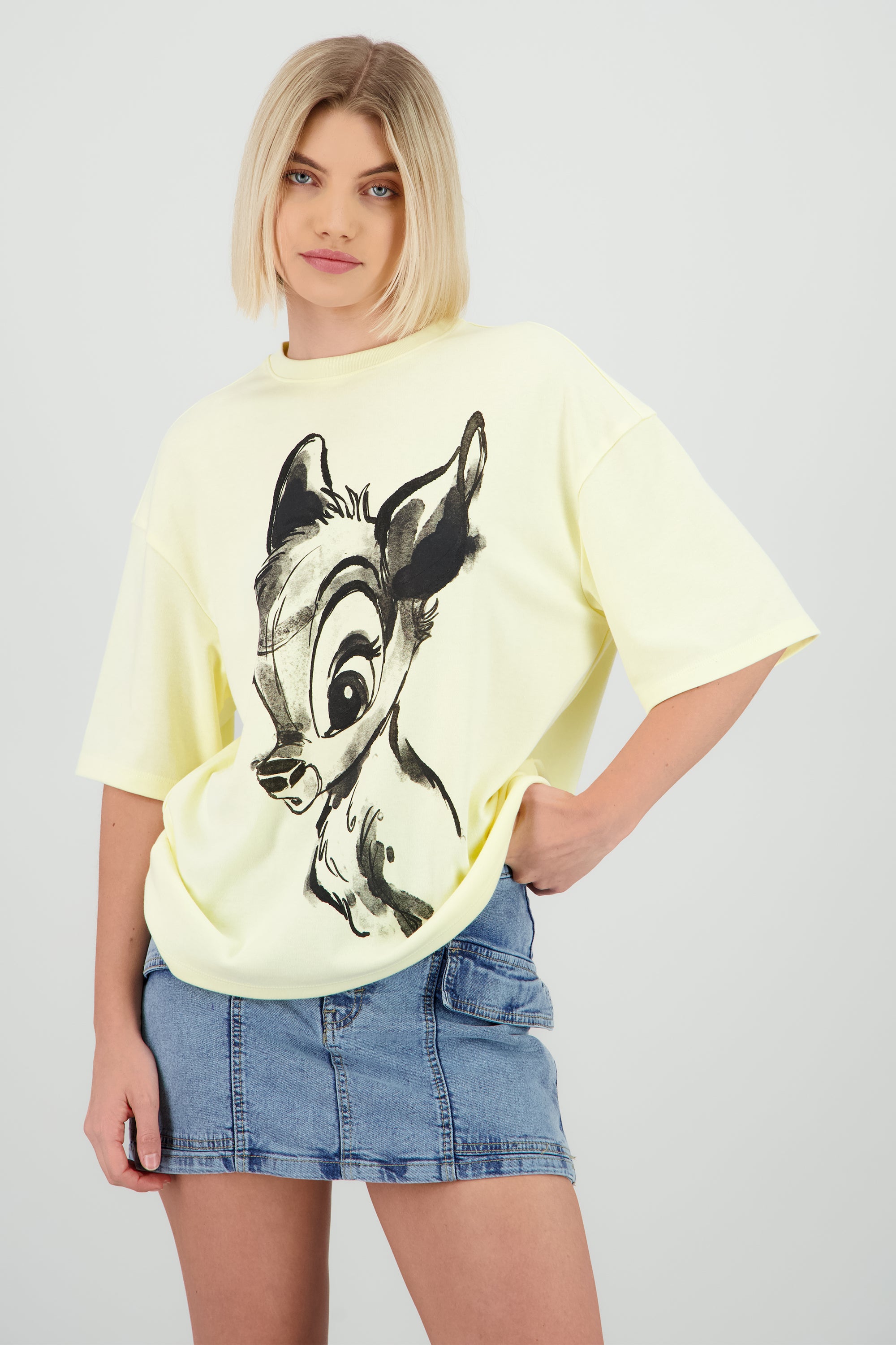 Playera over Bambi trazo AMARILLO PASTEL