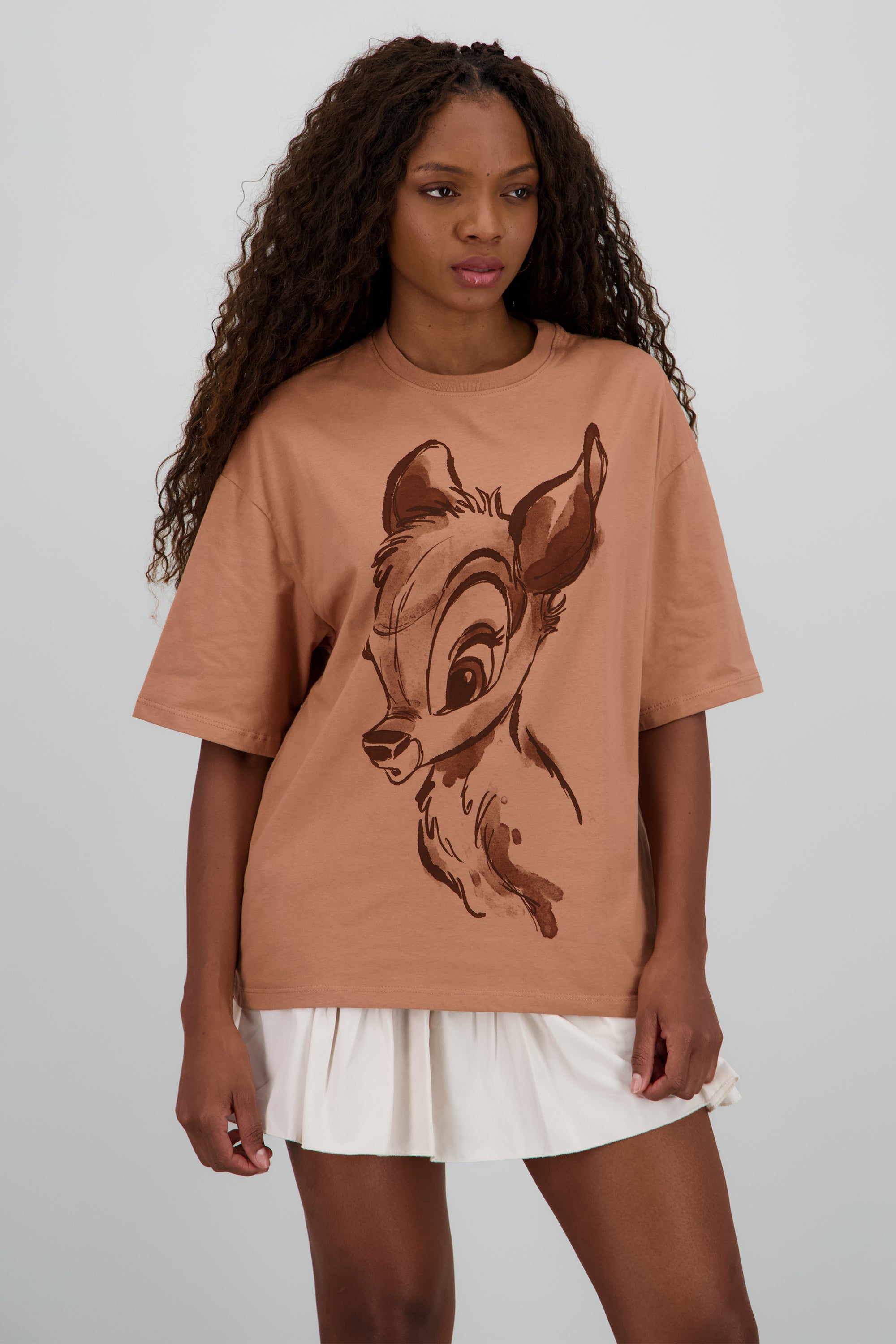 Playera over Bambi trazo CAFE