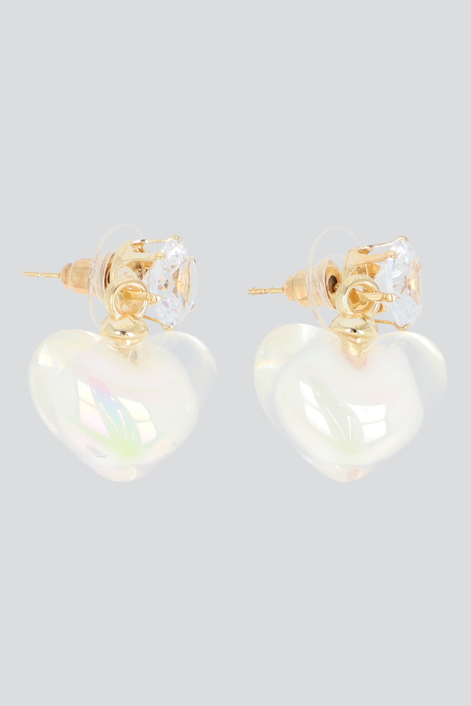 Aretes corazon brillo BLANCO