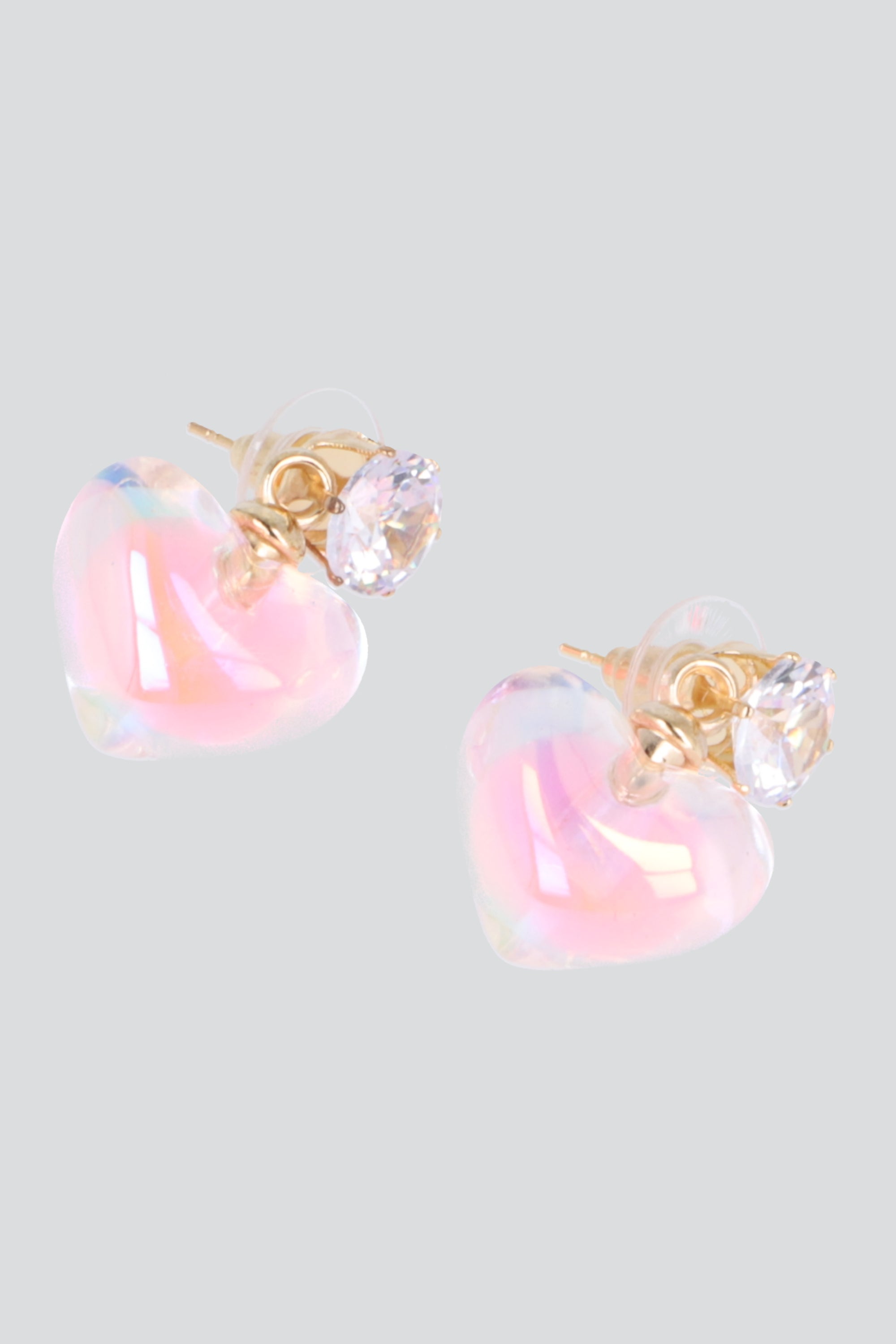 Aretes corazon brillo ROSA