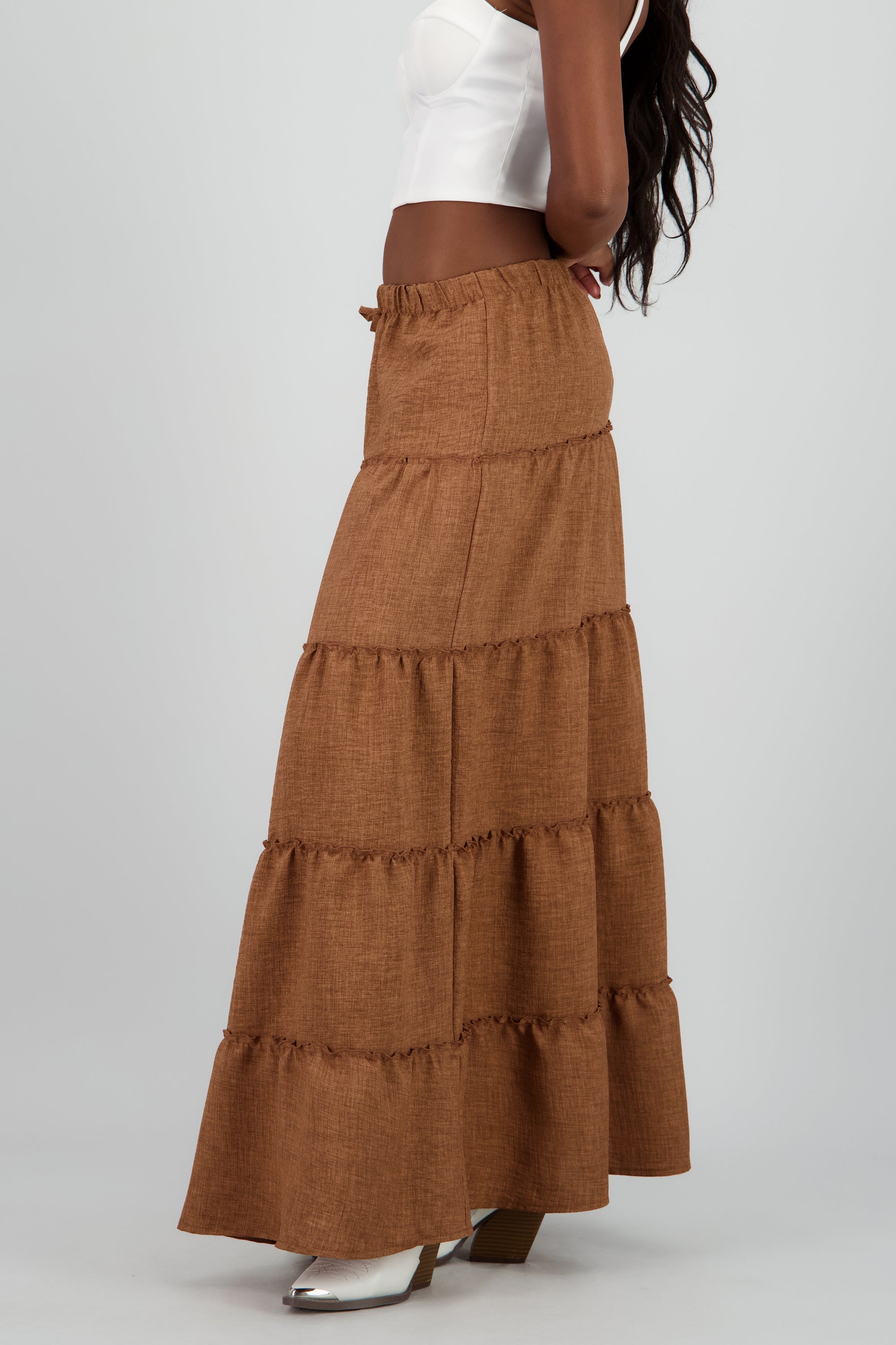 Falda maxi olanes con moño CAFE