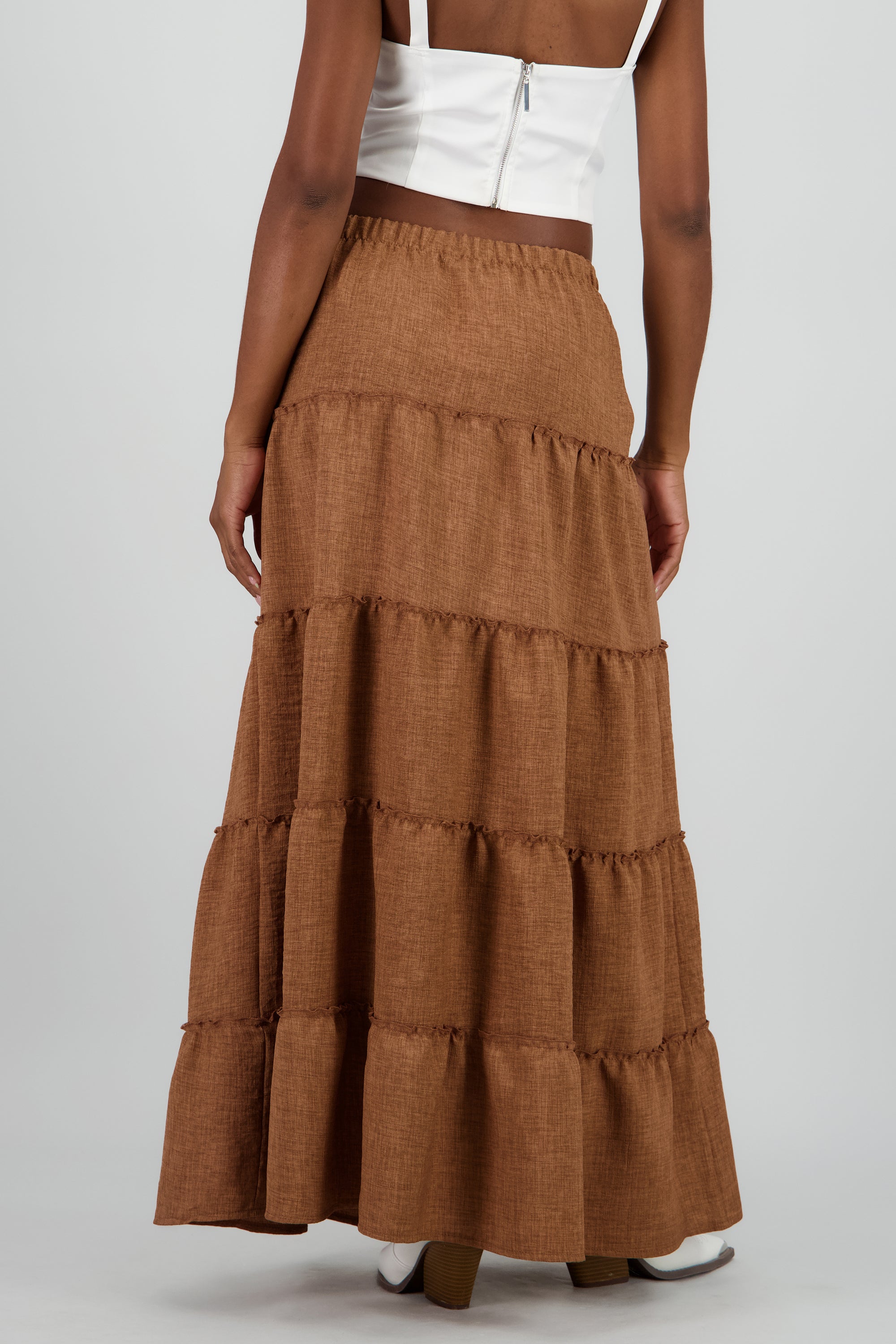 Falda maxi olanes con moño CAFE