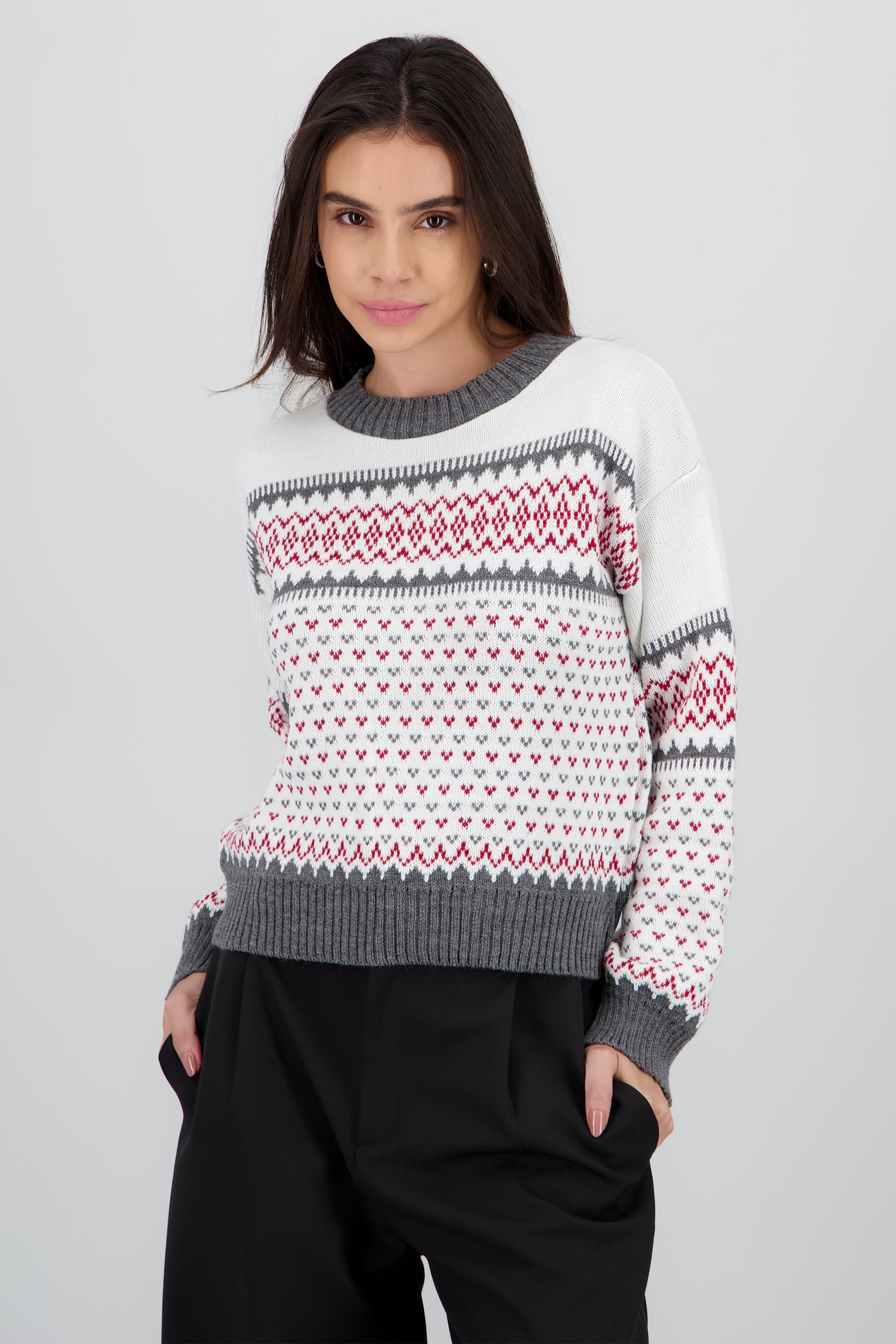 Sueter navideño figuras BLANCO COMBO