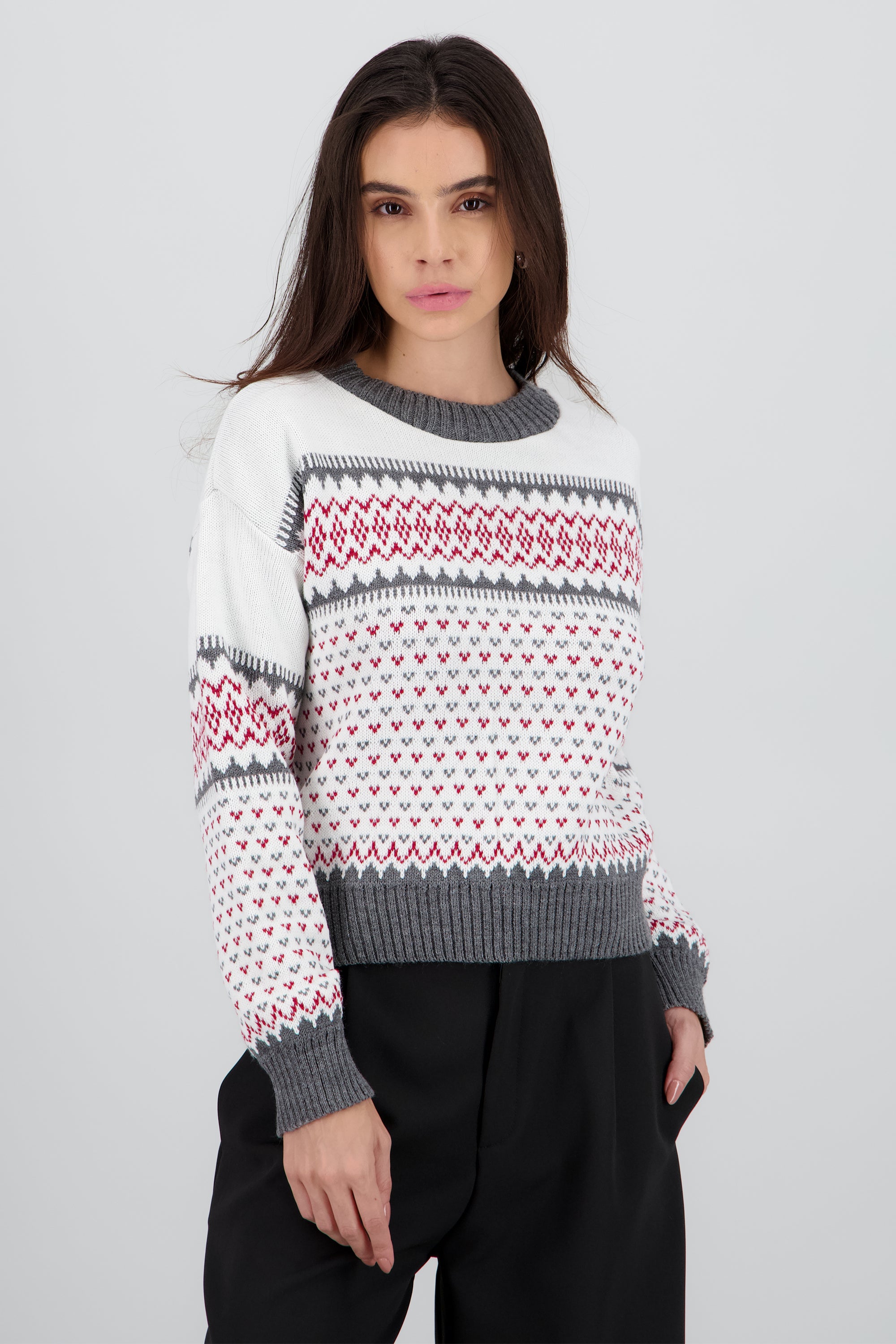Sueter navideño figuras BLANCO COMBO