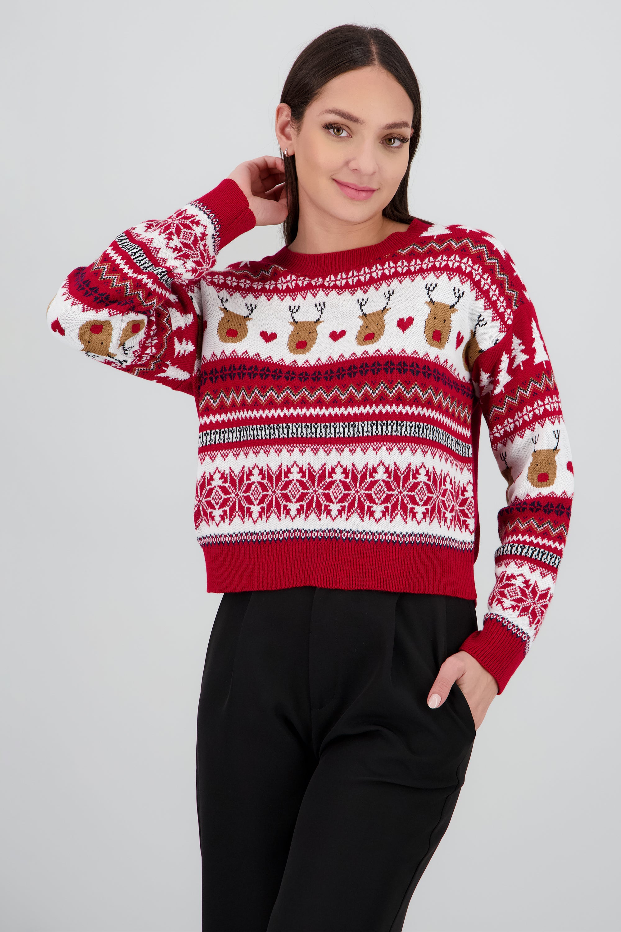 Sueter navidad figuras reno ROJO COMBO
