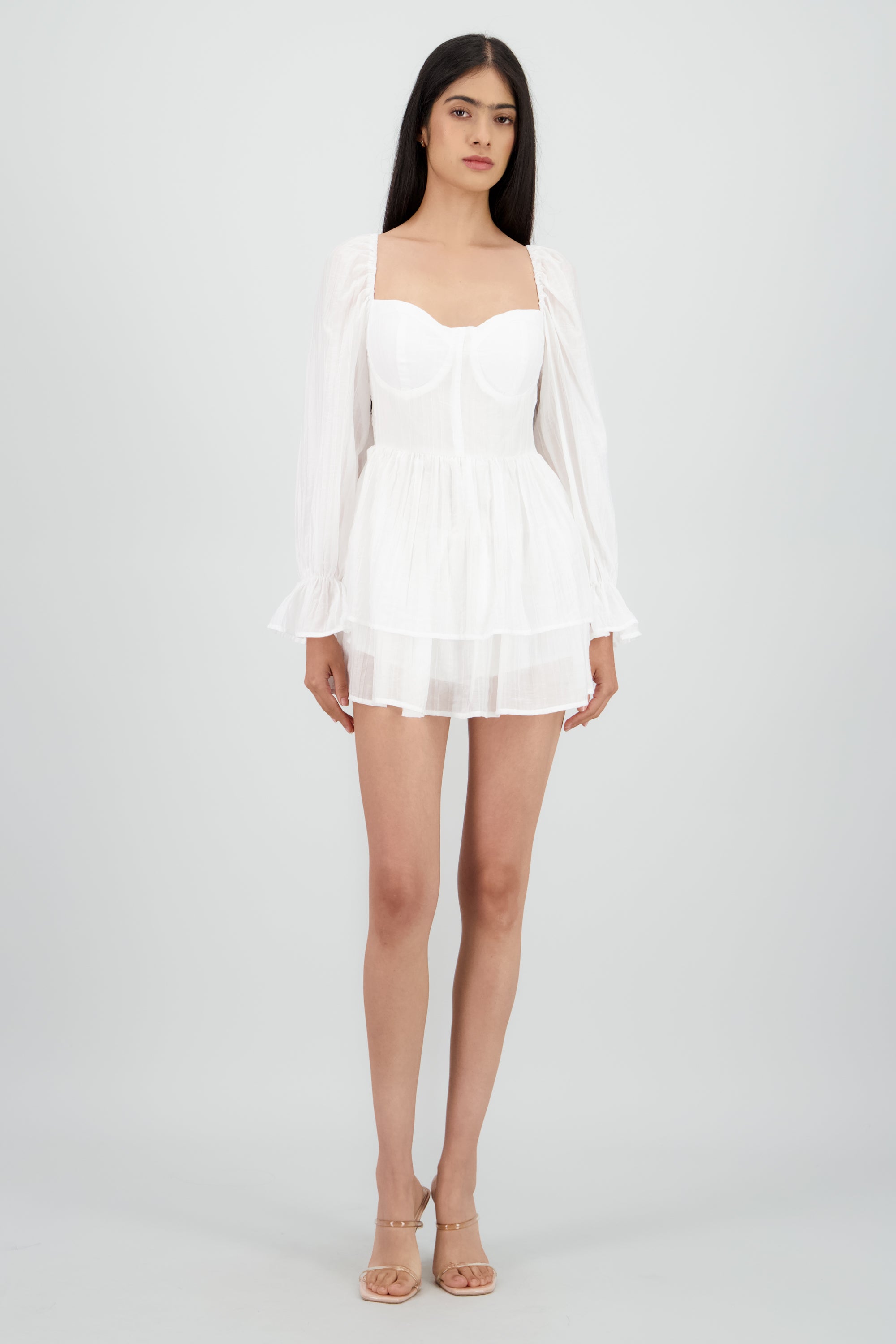 Vestido olanes con copas BLANCO