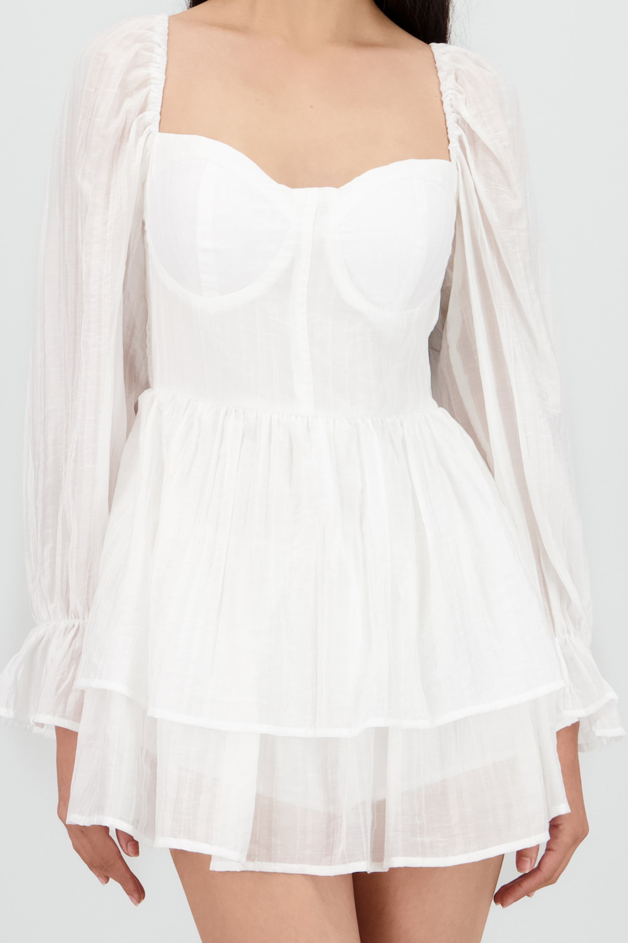 Vestido olanes con copas BLANCO