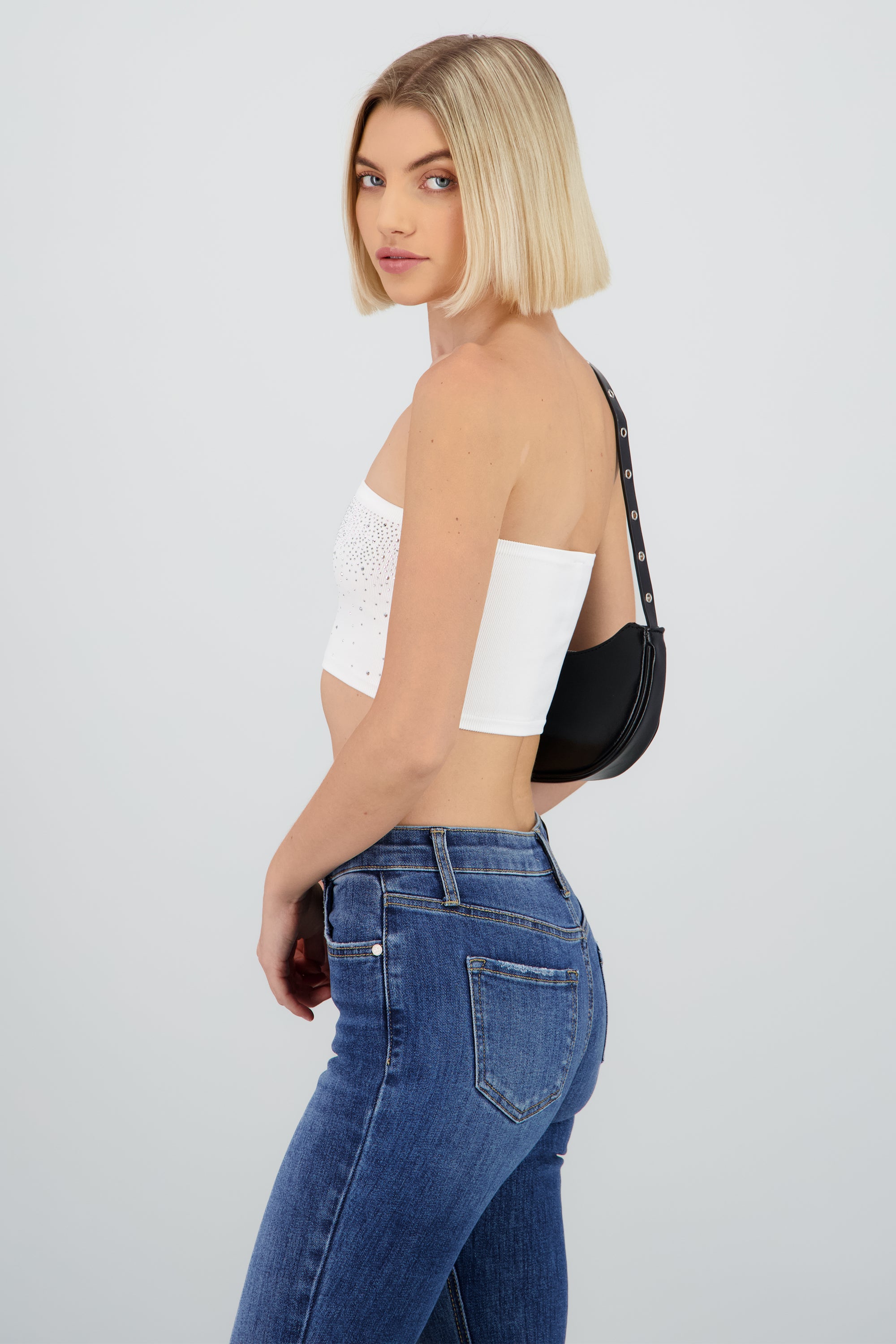 Top tubo brillos degradado BLANCO