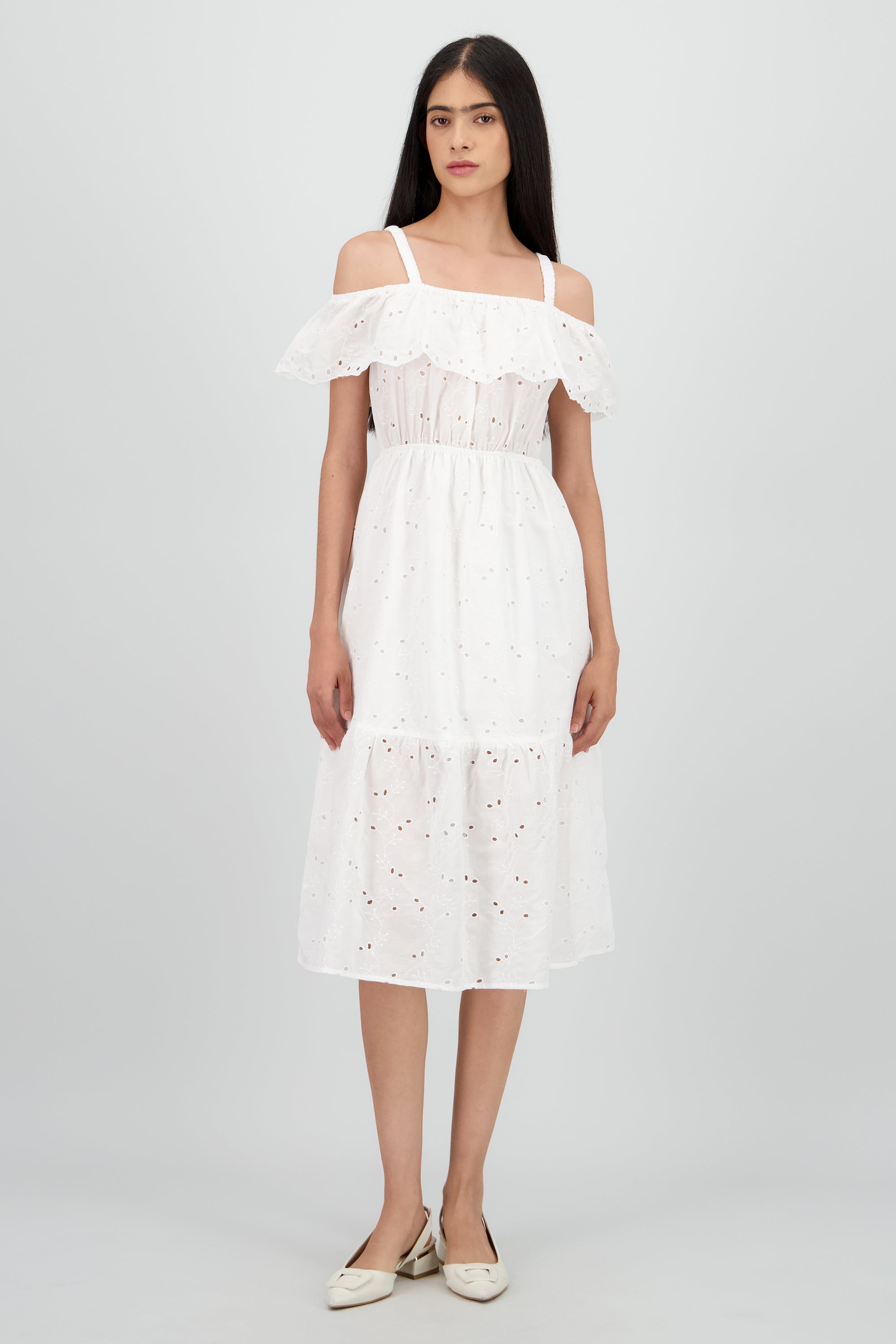 Vestido maxi escote olan BLANCO