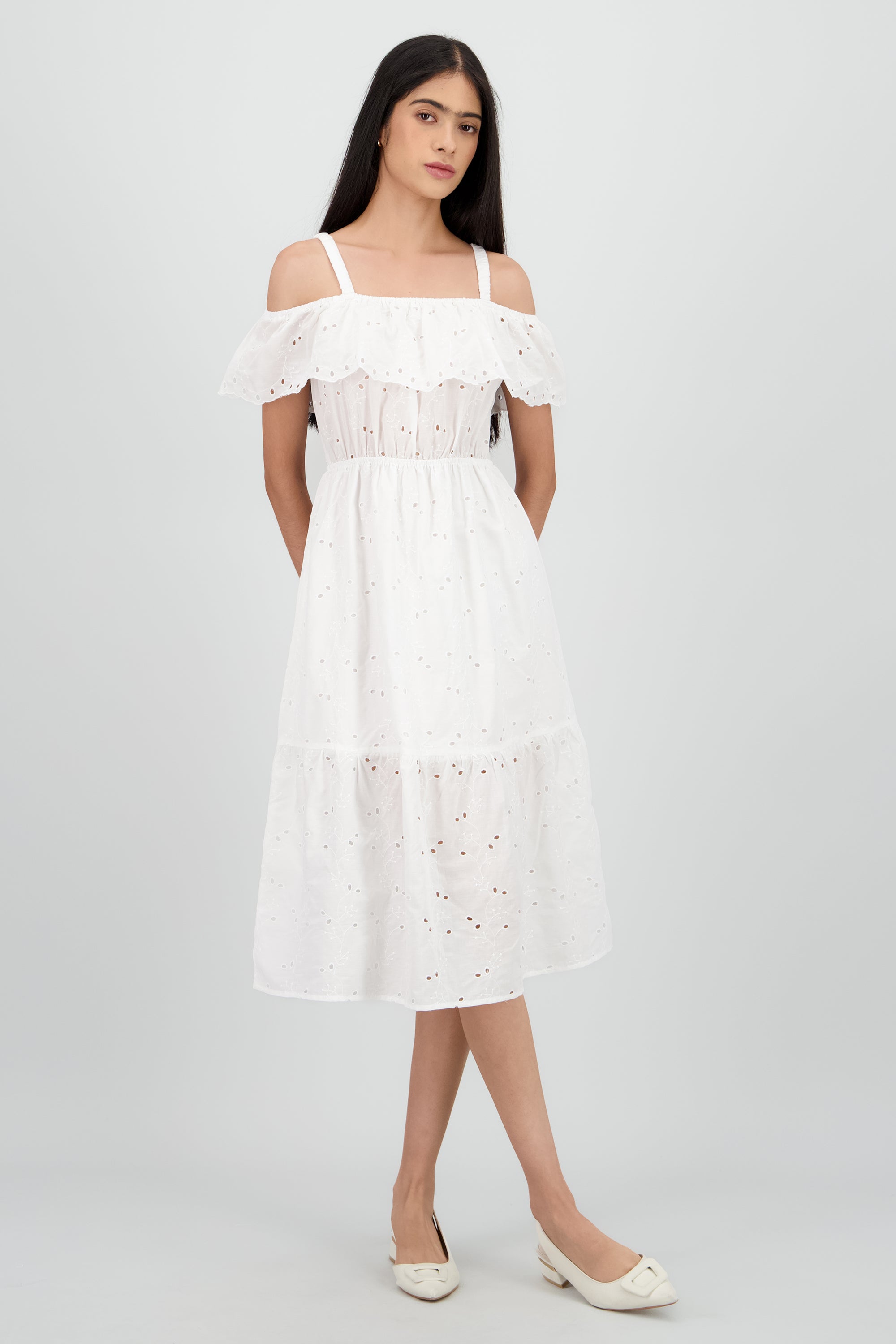 Vestido maxi escote olan BLANCO