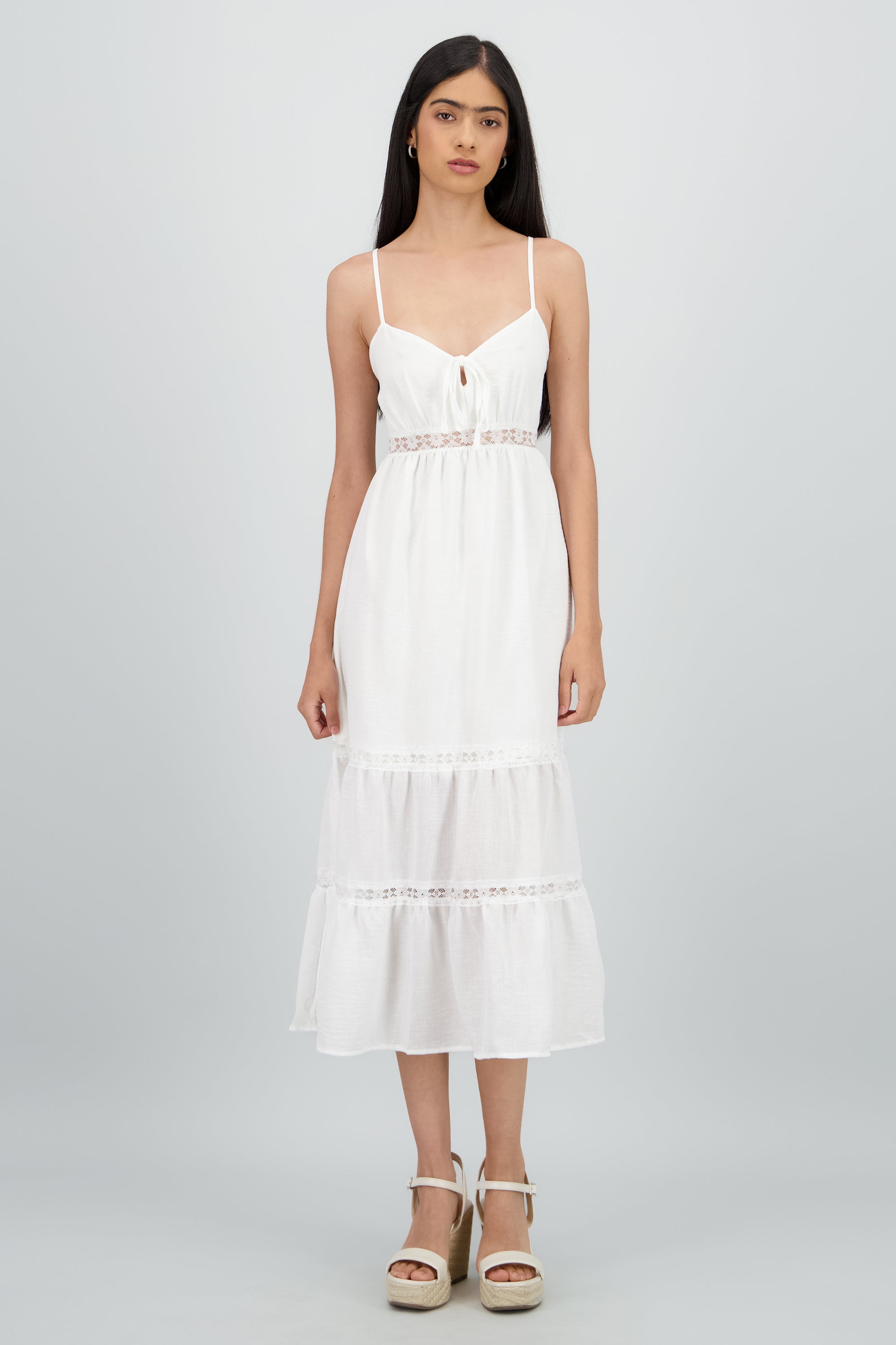 Vestido detalle encaje BLANCO