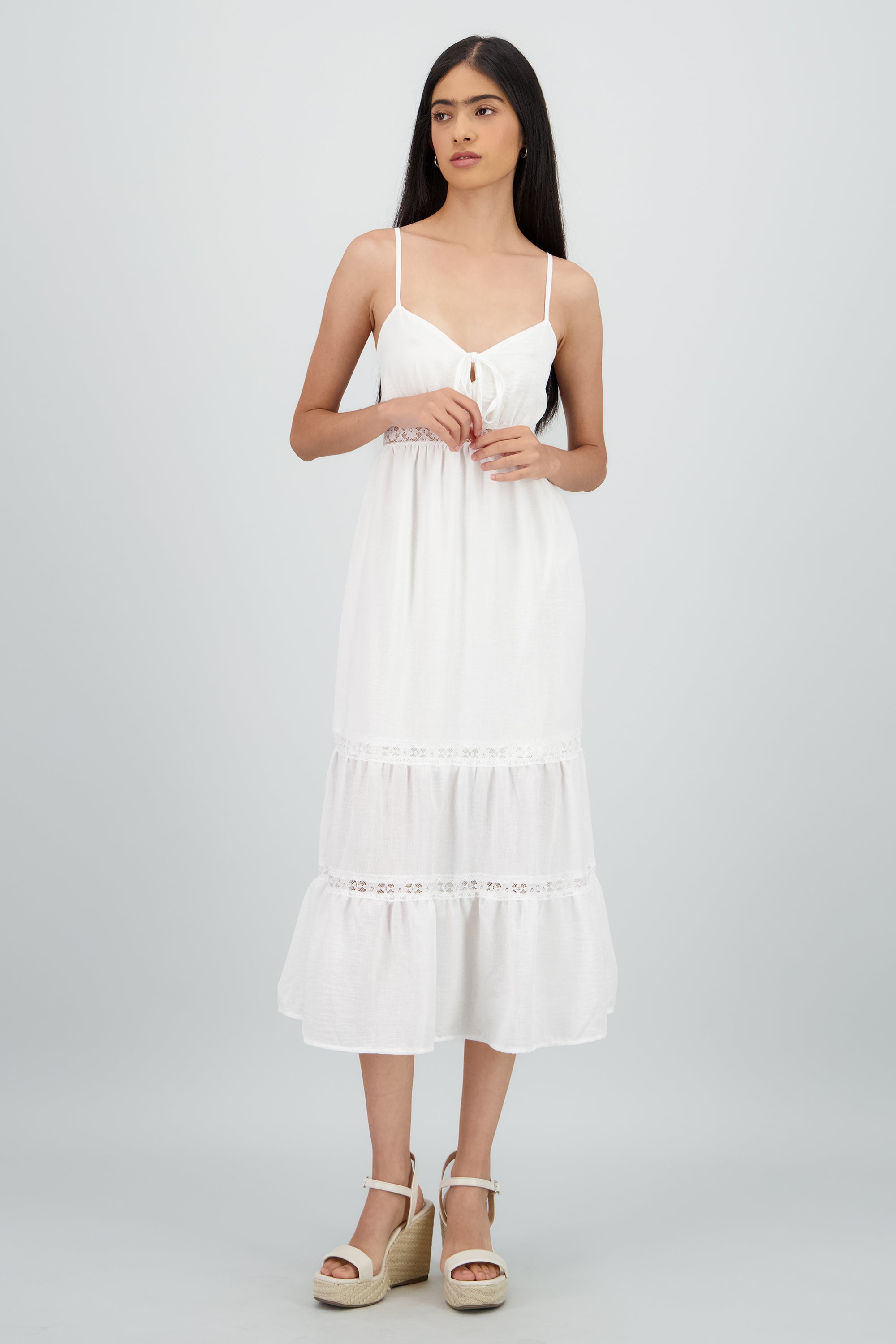 Vestido detalle encaje BLANCO