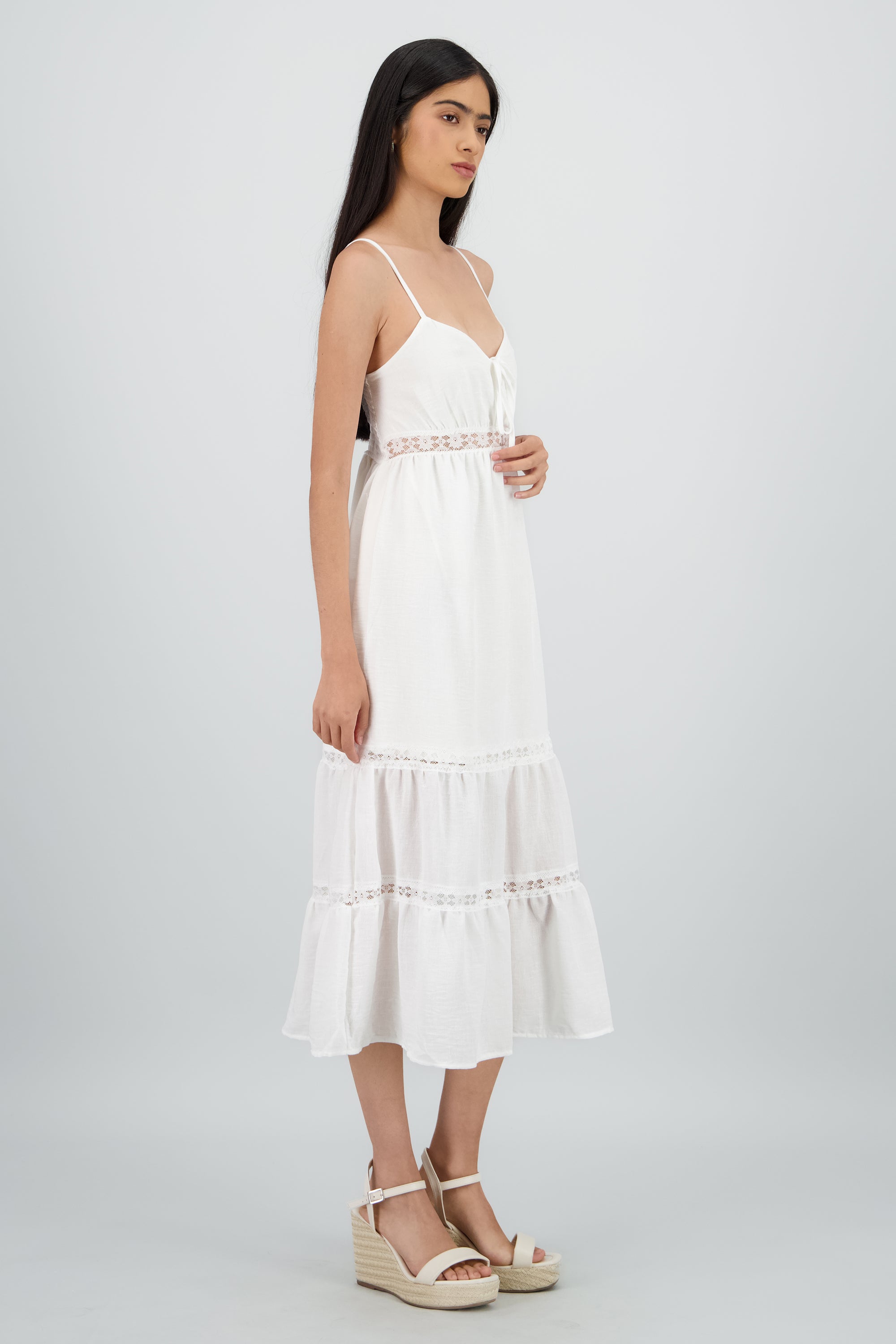 Vestido detalle encaje BLANCO