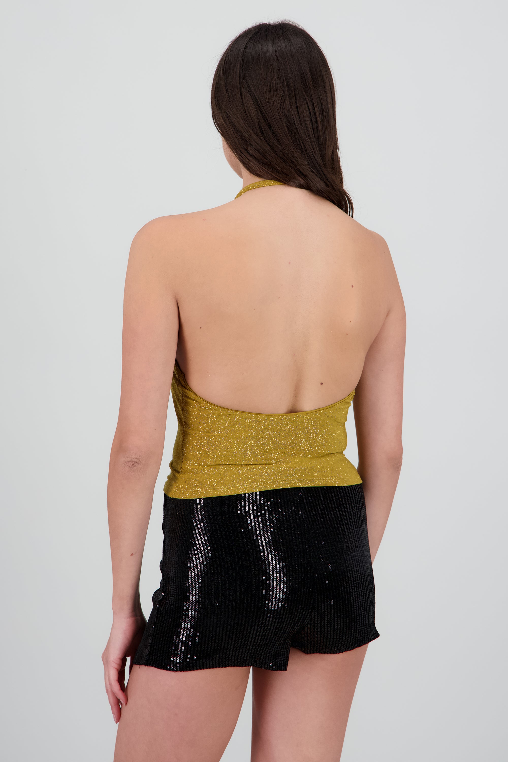Top halter drapeado brillos ORO