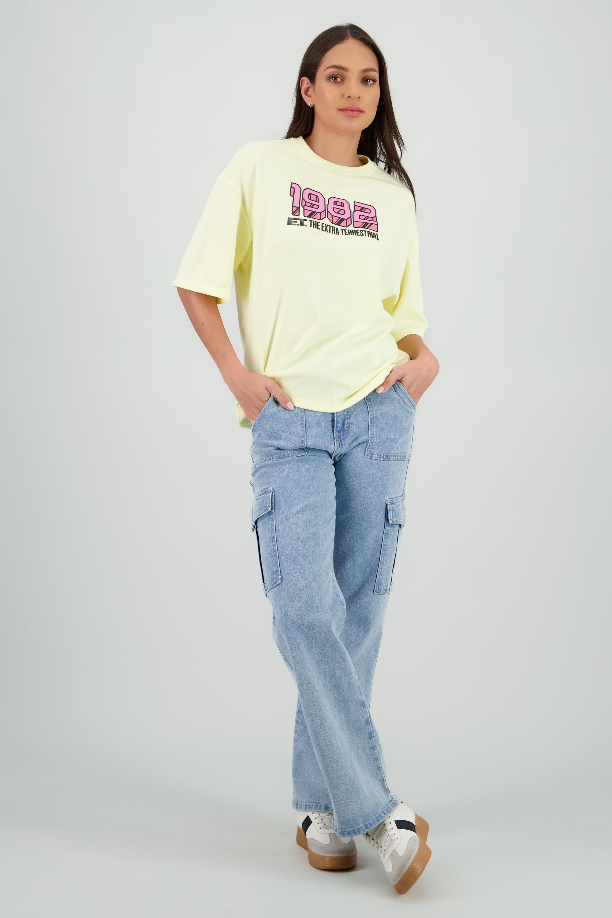 Playaera 1982 E.T. frente y espalda AMARILLO PASTEL