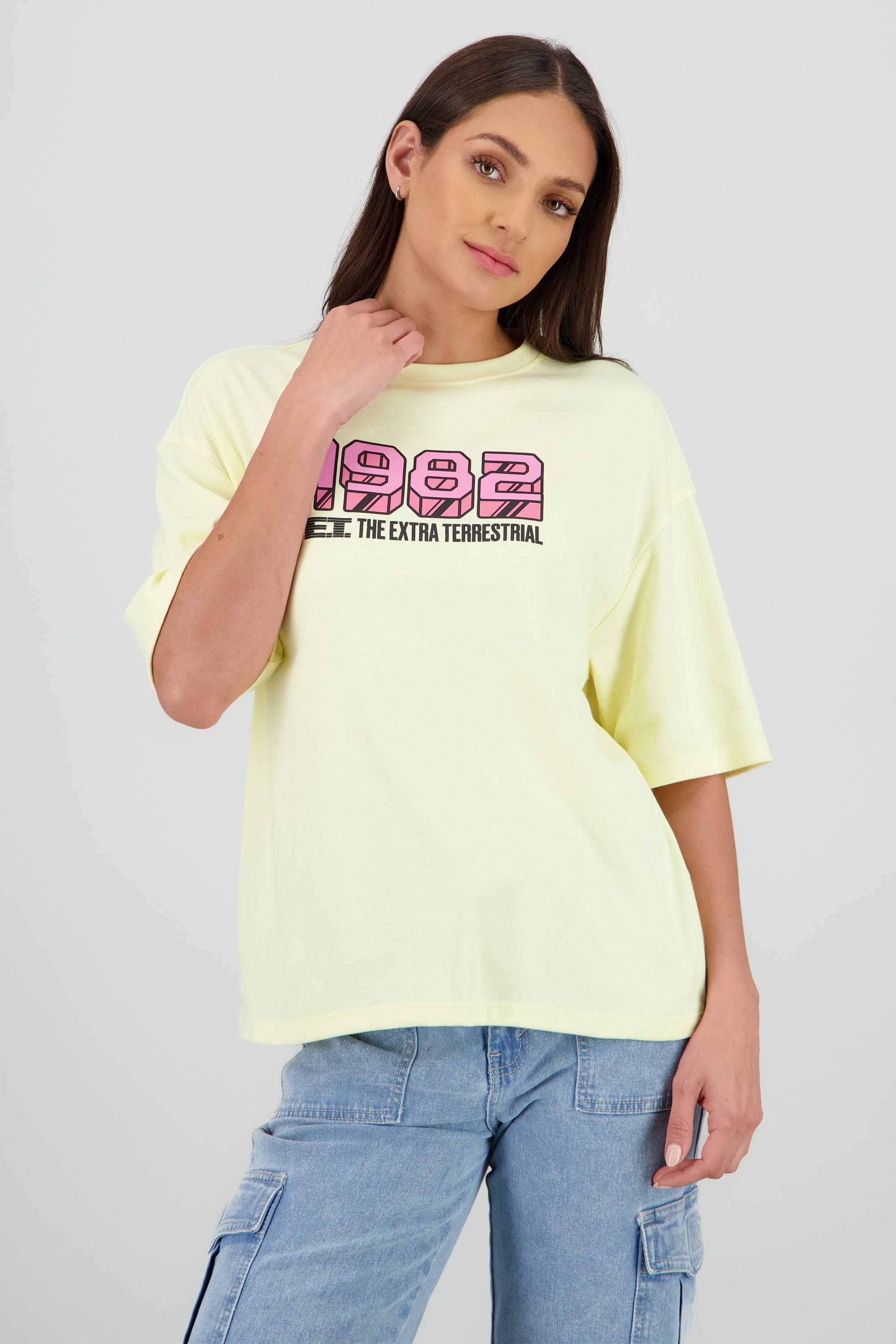 Playaera 1982 E.T. frente y espalda AMARILLO PASTEL