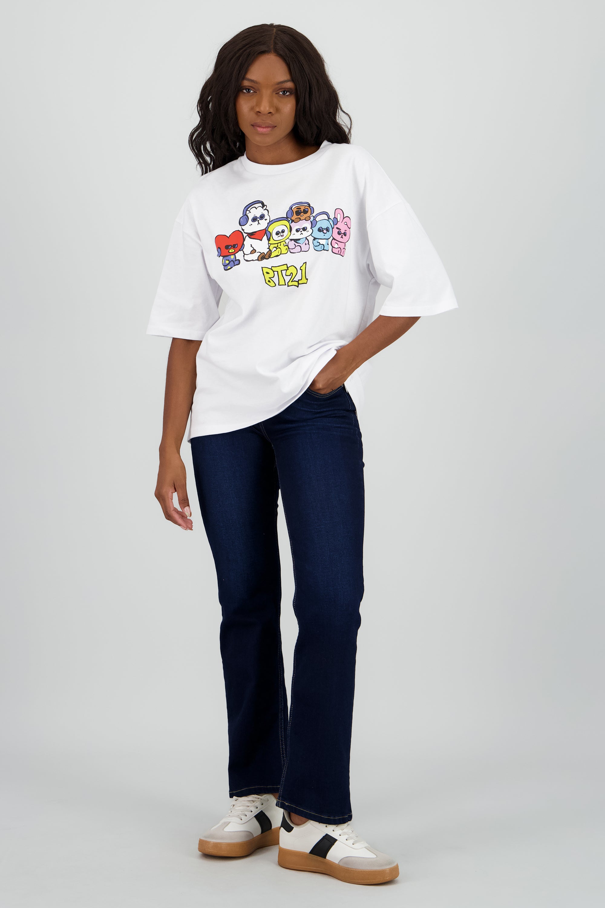 Playera bt21 personajes lentes BLANCO