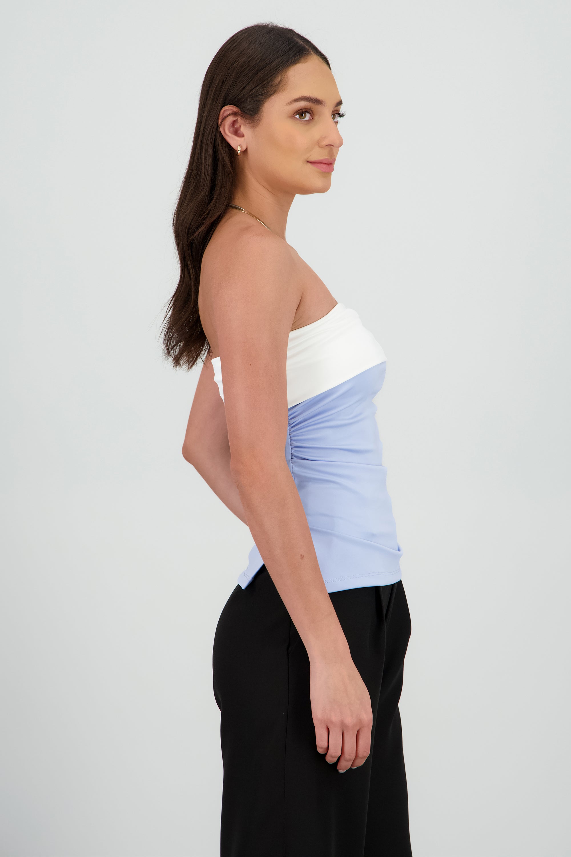Top tubo doblez contraste Hypsters AZUL PASTEL
