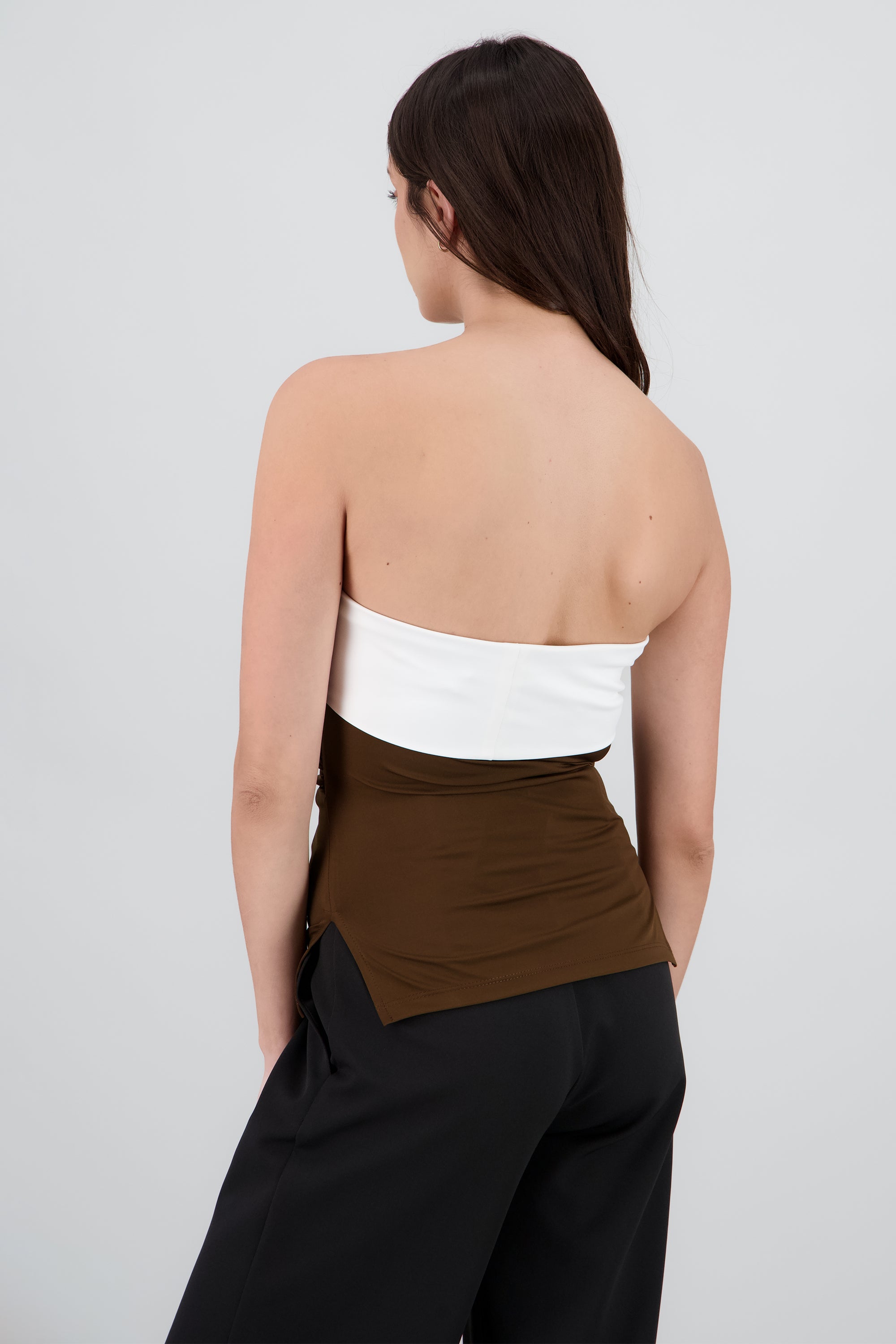Top tubo doblez contraste Hypsters CHOCOLATE