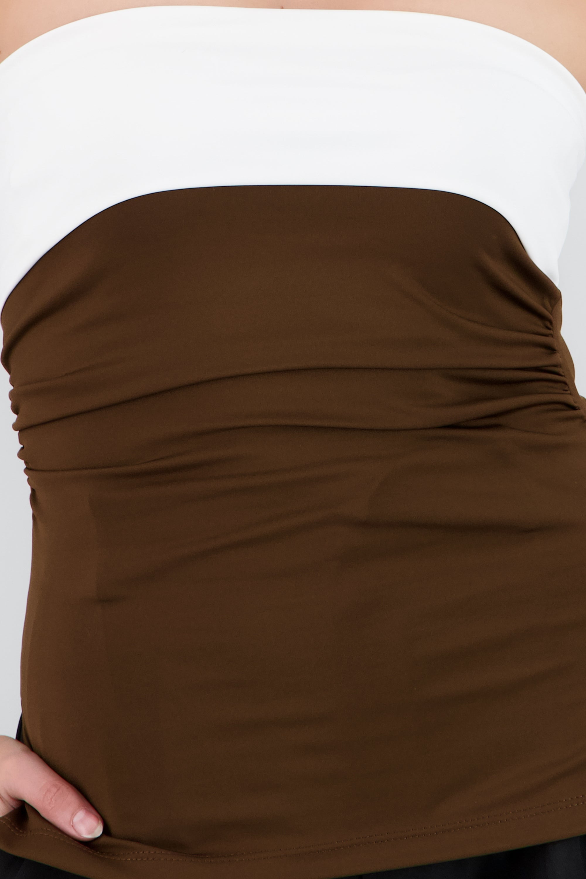 Top tubo doblez contraste Hypsters CHOCOLATE