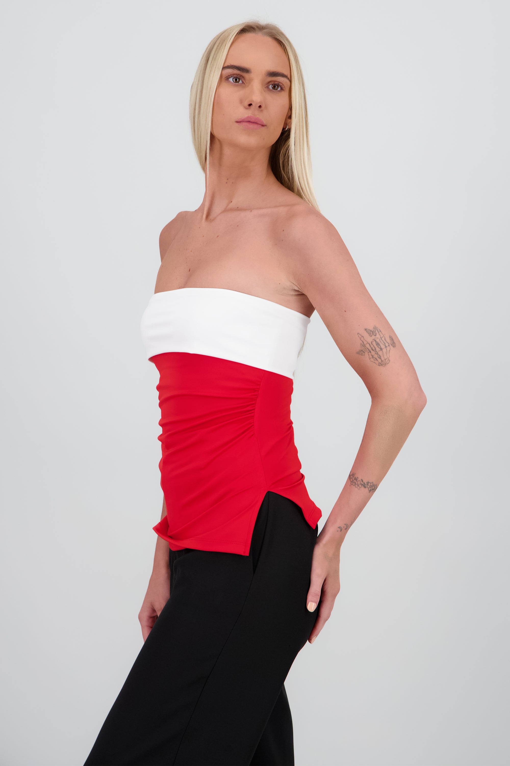 Top tubo doblez contraste Hypsters ROJO COMBO