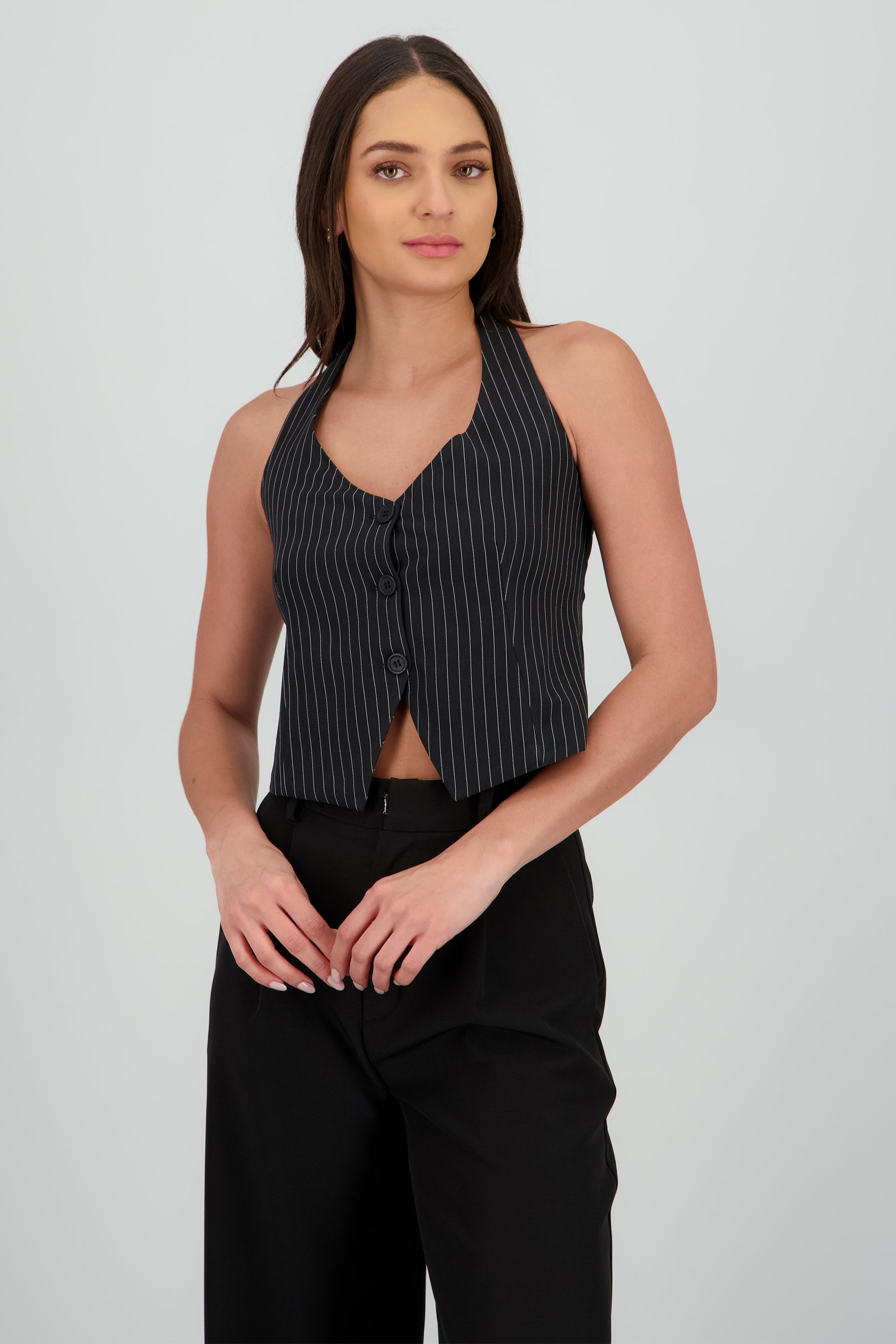 Chaleco halter rayas NEGRO COMBO