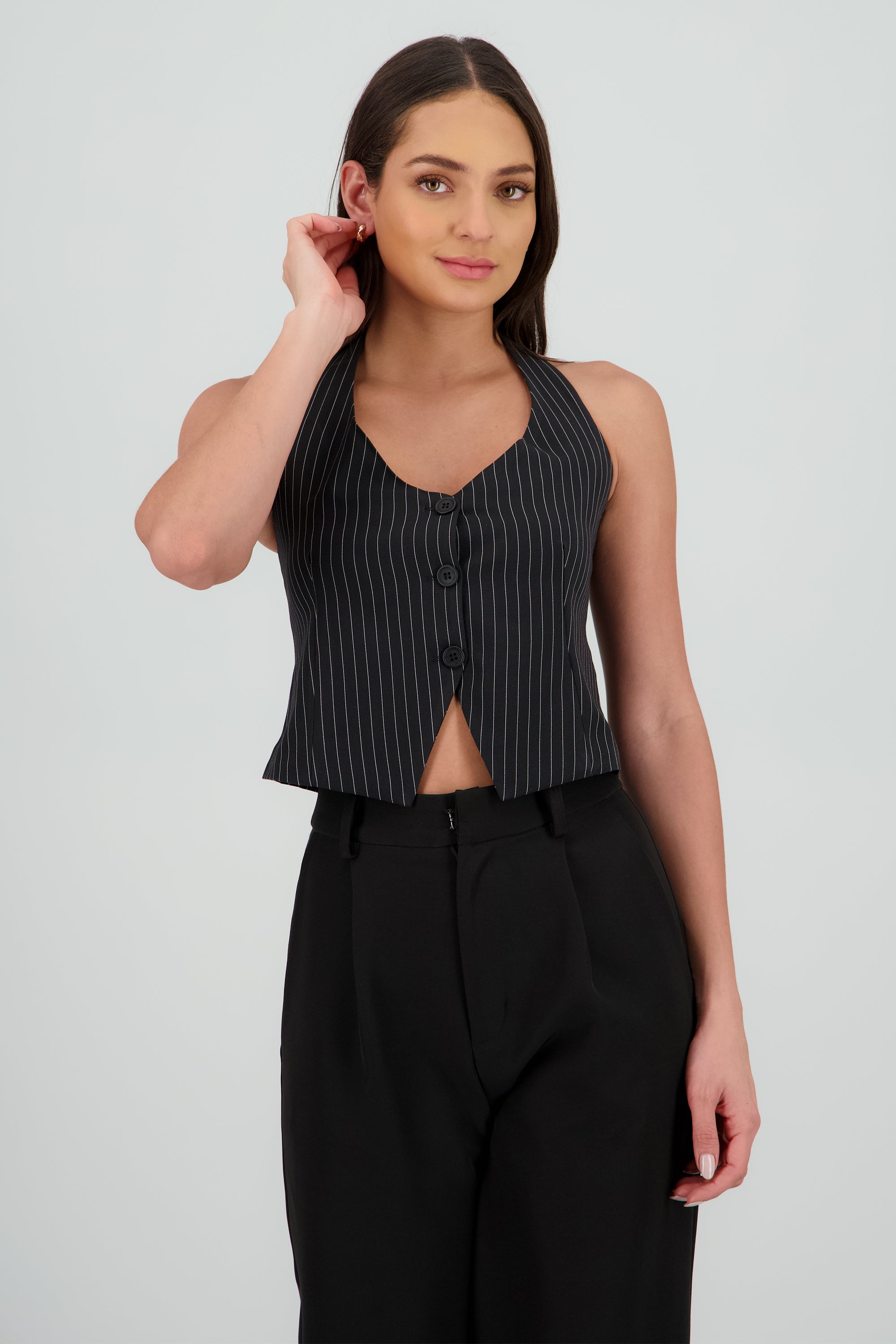 Chaleco halter rayas NEGRO COMBO