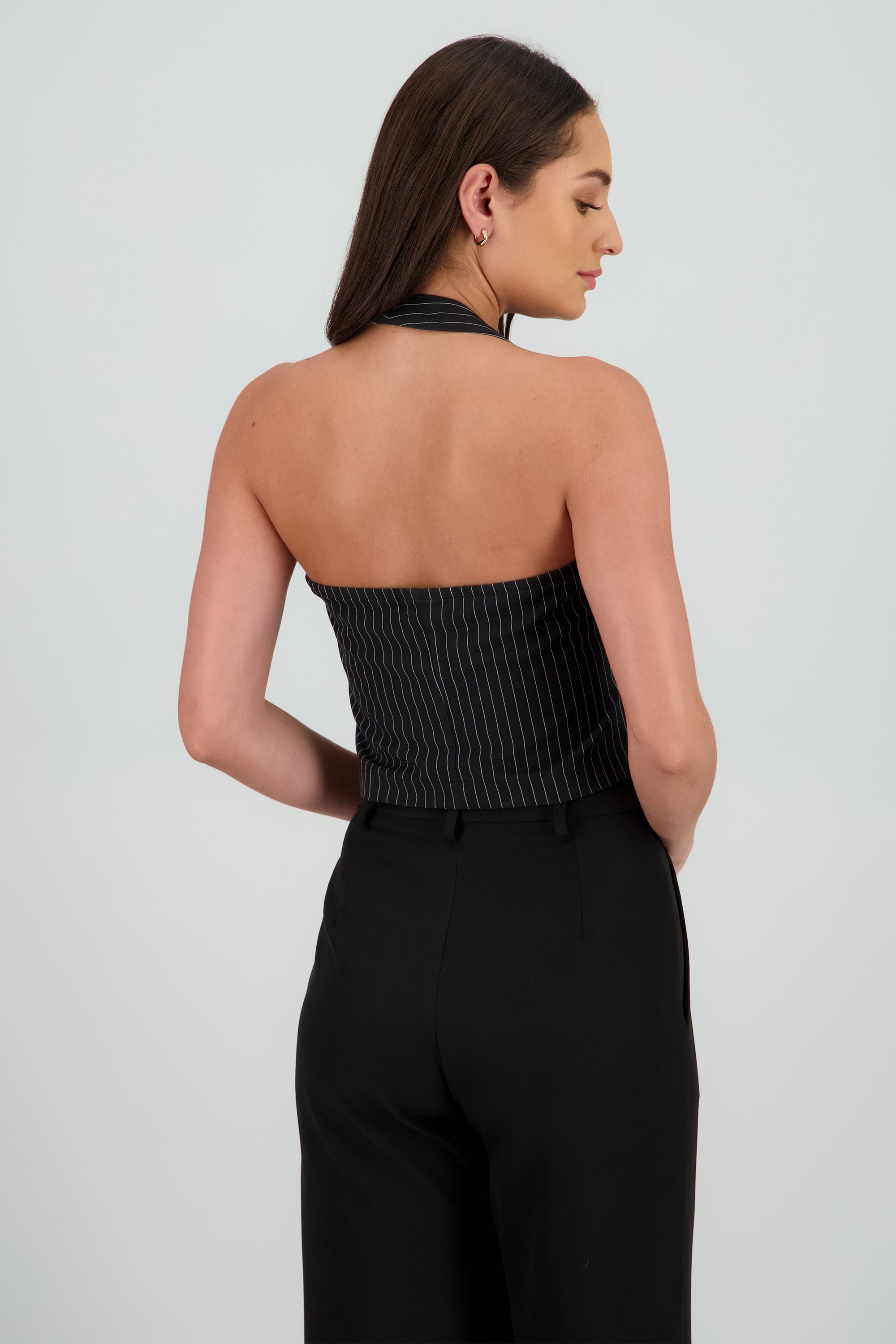 Chaleco halter rayas NEGRO COMBO